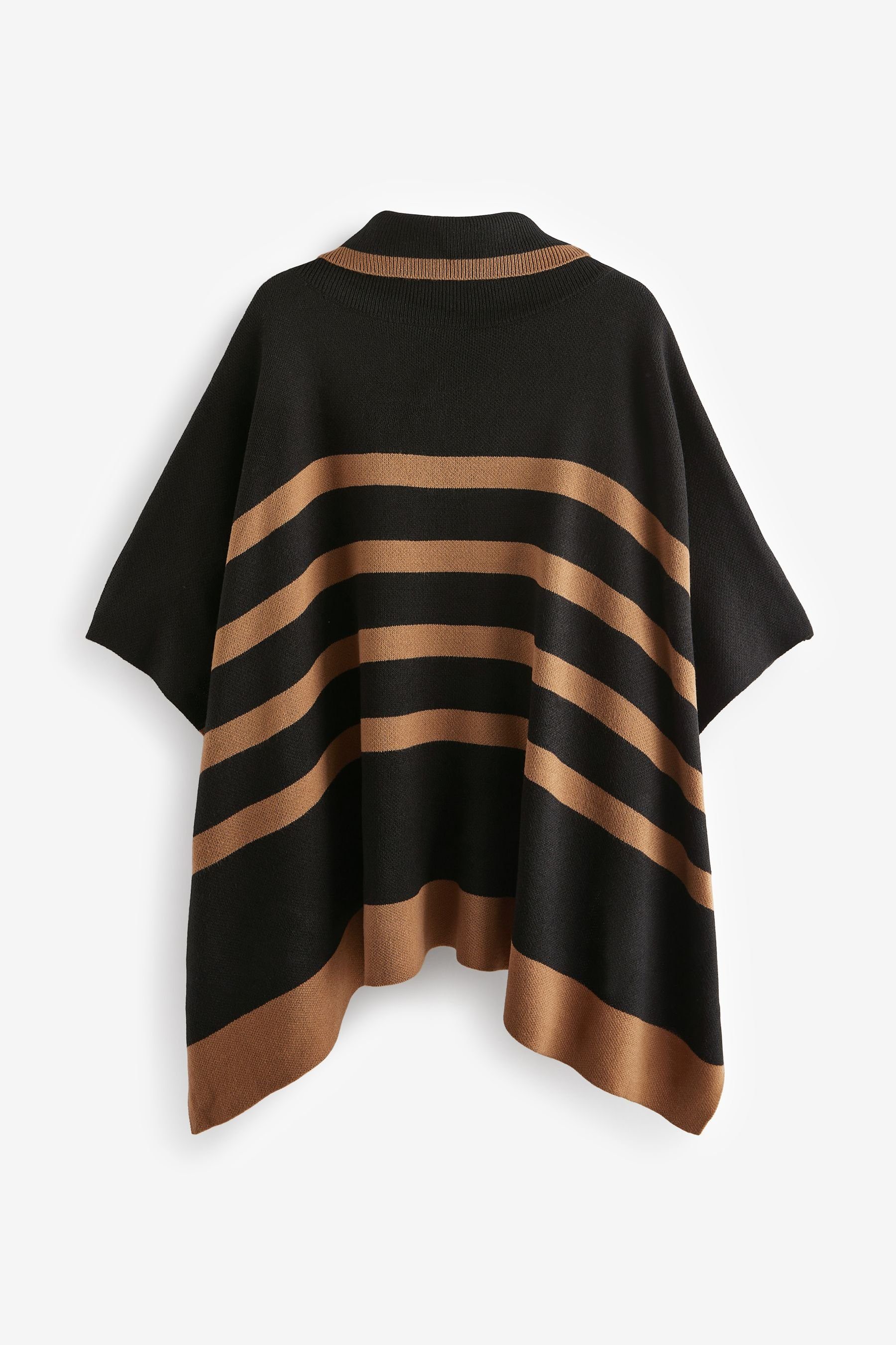 Next Strickponcho Gestreifter Poncho (1-tlg) Black/Tan