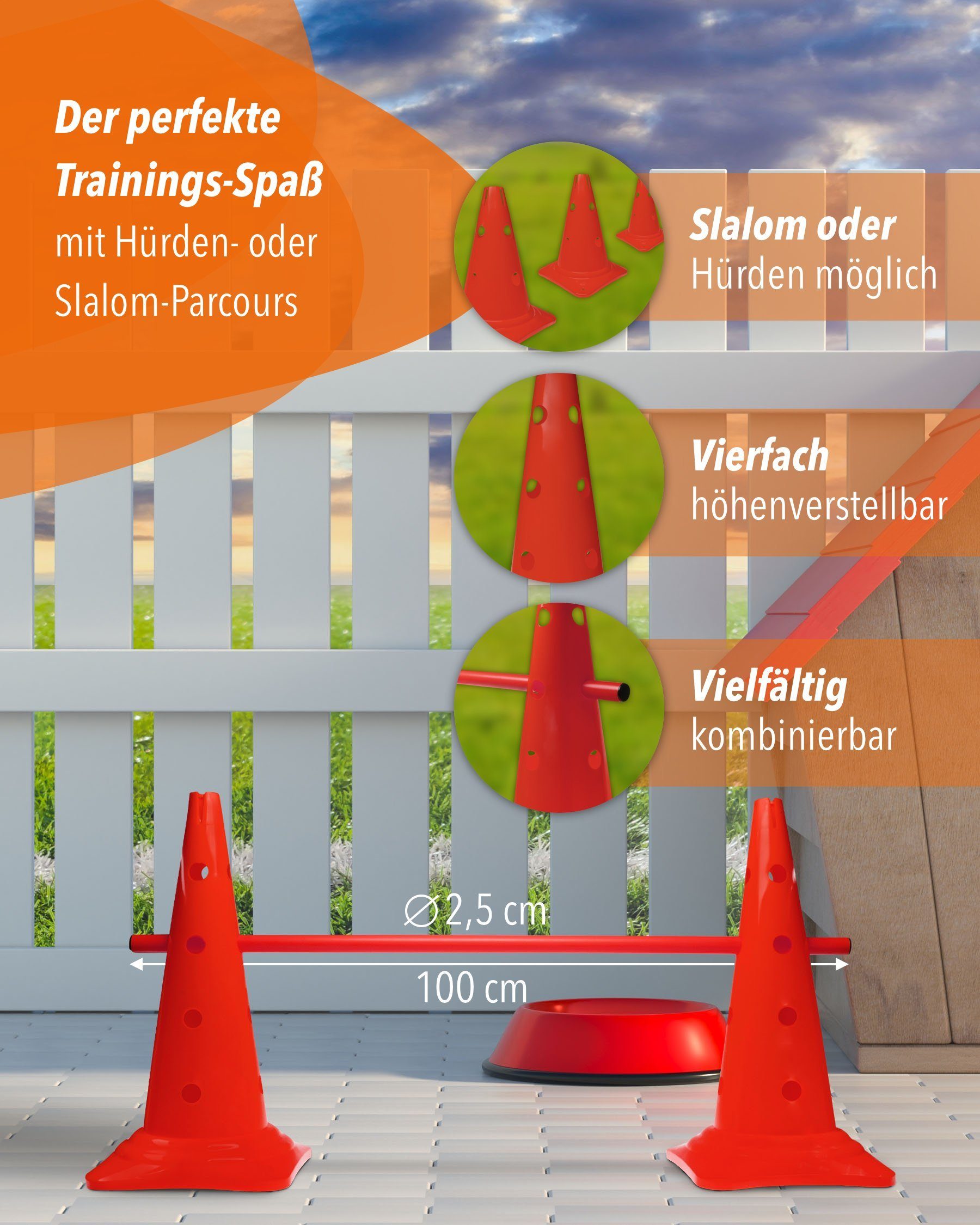 SPORTIKEL24 Hürde Kegelhürde 50 mit Stange 100 cm Farbe Gelb
