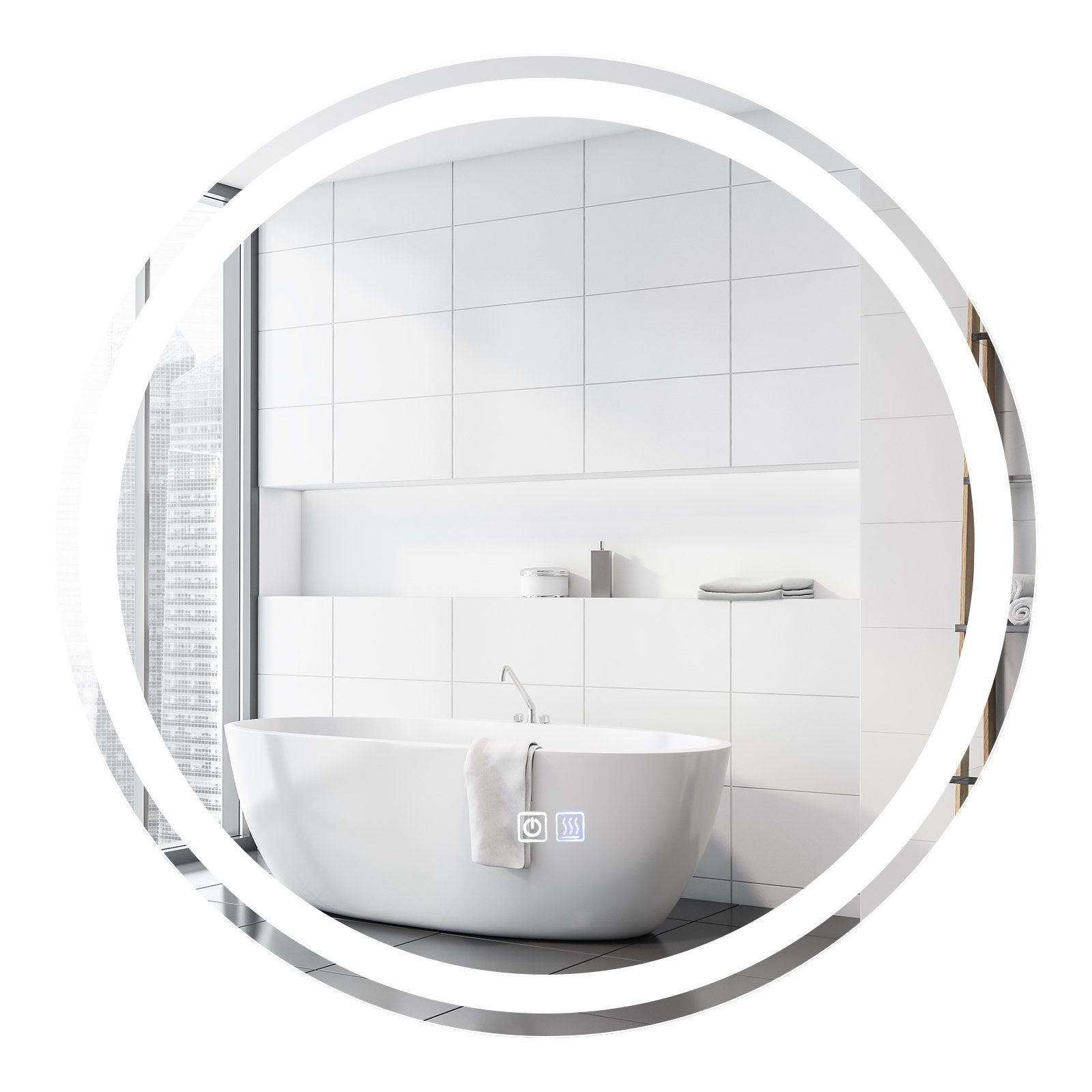 COSTWAY Schminkspiegel LED-Spiegel, Badezimmerspiegel, mit Anti-Beschlage