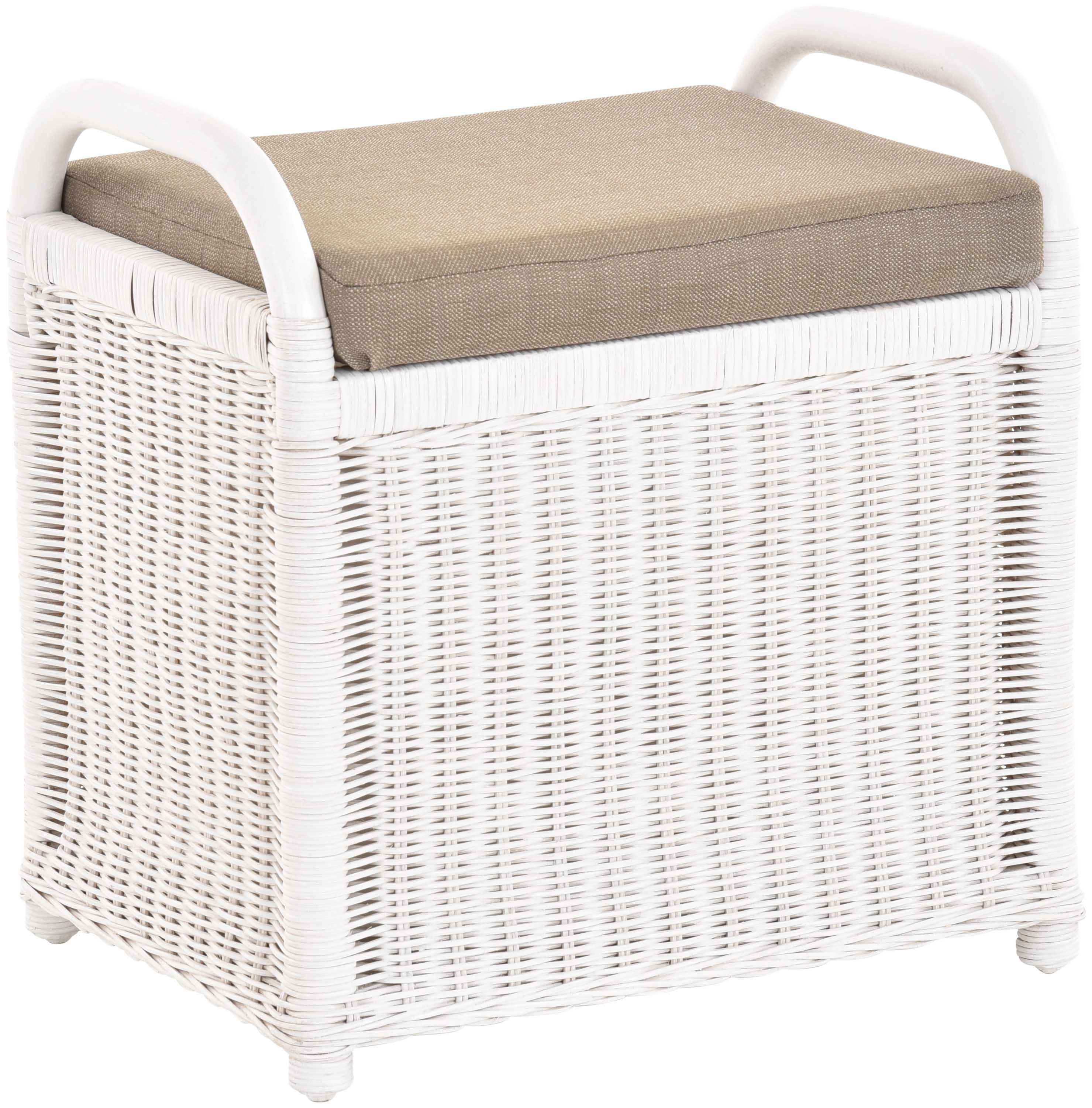 Krines Home Sitzbank Rattan Bank Sitzbank Sitzhocker mit Stauraum Rattanhocker mit Deckel, gepolsterter Deckel