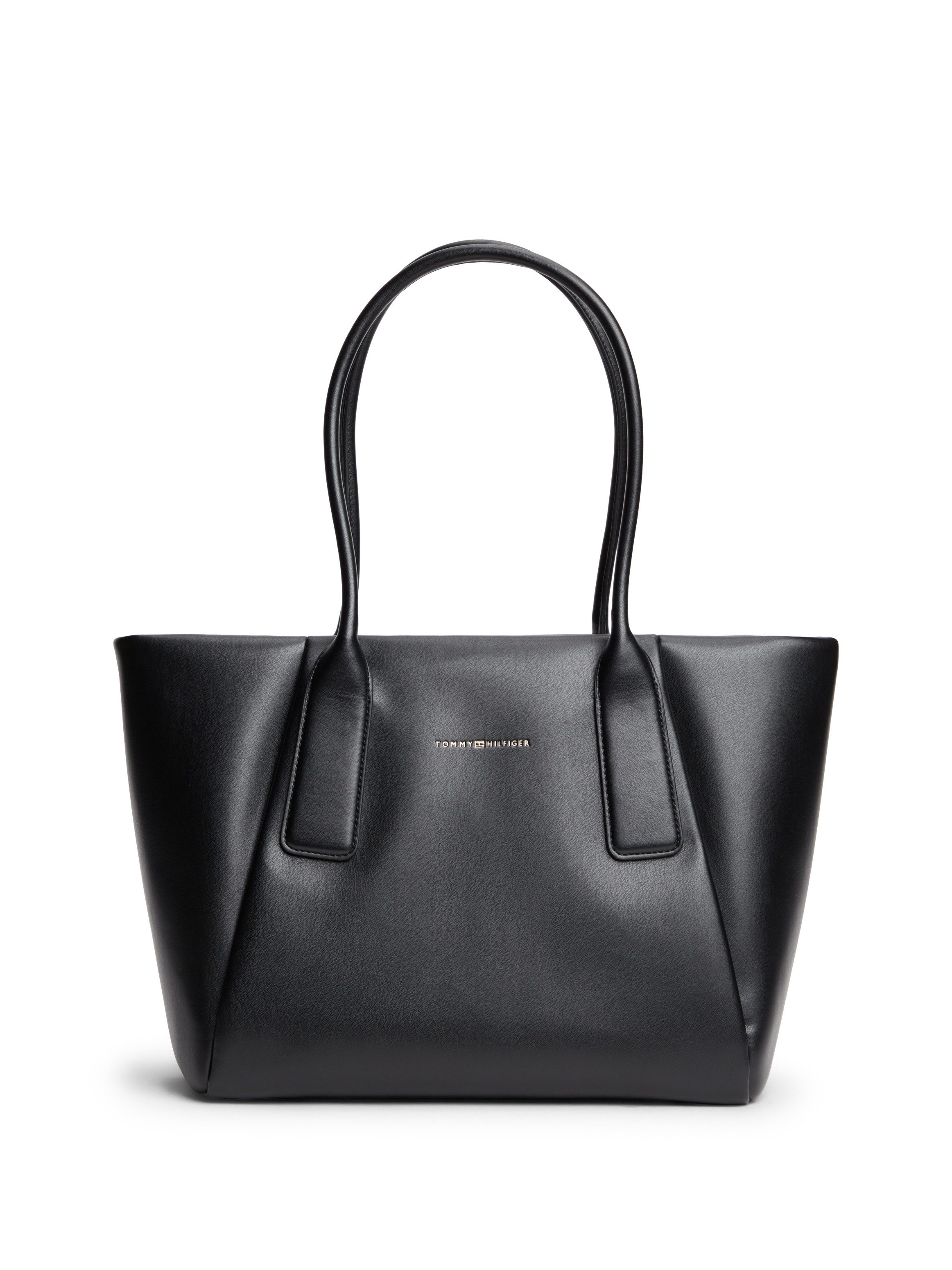 Tommy Hilfiger Tragetasche TH ESSENTIAL TOTE, Damen Schultertasche, Henkeltasche mit goldfarbener Logoprägung