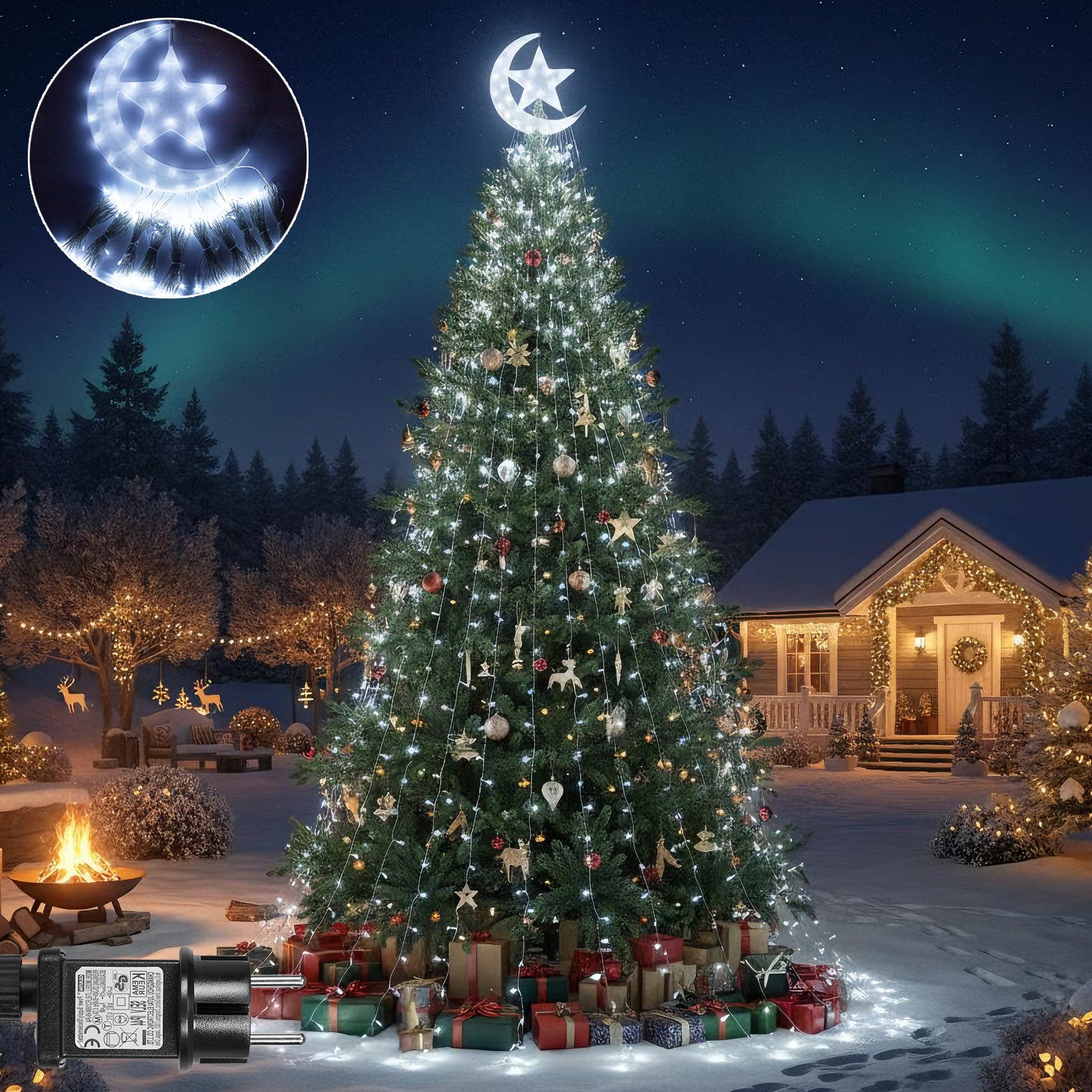 LMaxhome LED-Lichterkette Wasserfall Weihnachtsbaum Beleuchtung Stern Außen günstig online kaufen