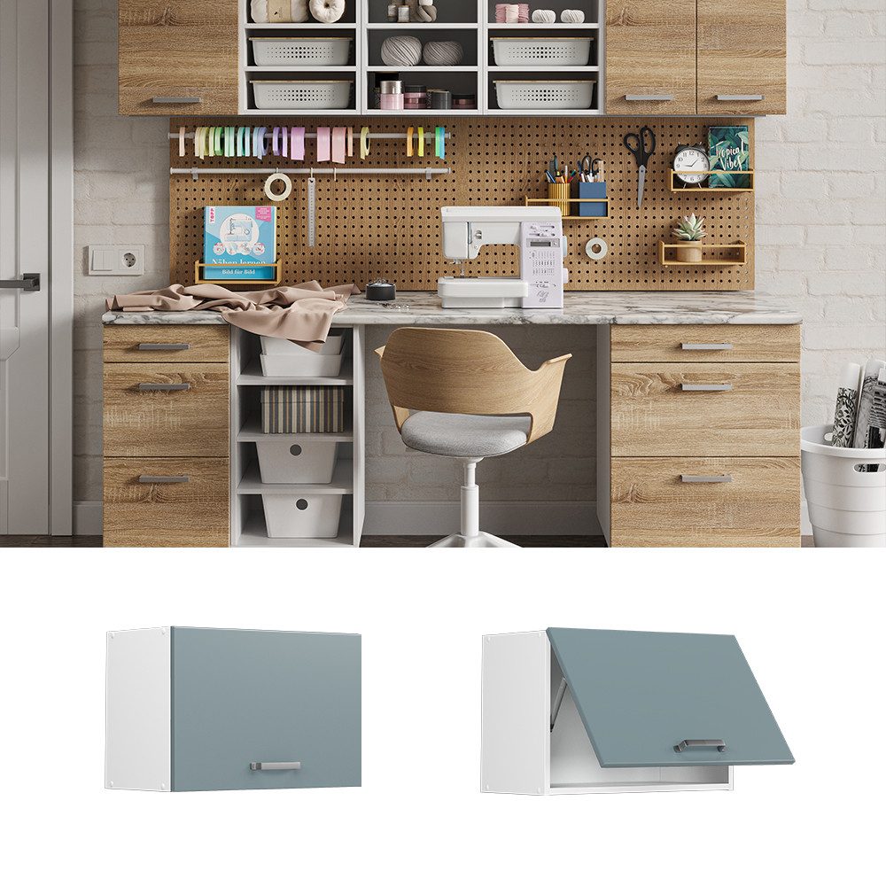 Vicco Schranksystem R-Line, Blau-Grau/Weiß, 60 cm günstig online kaufen