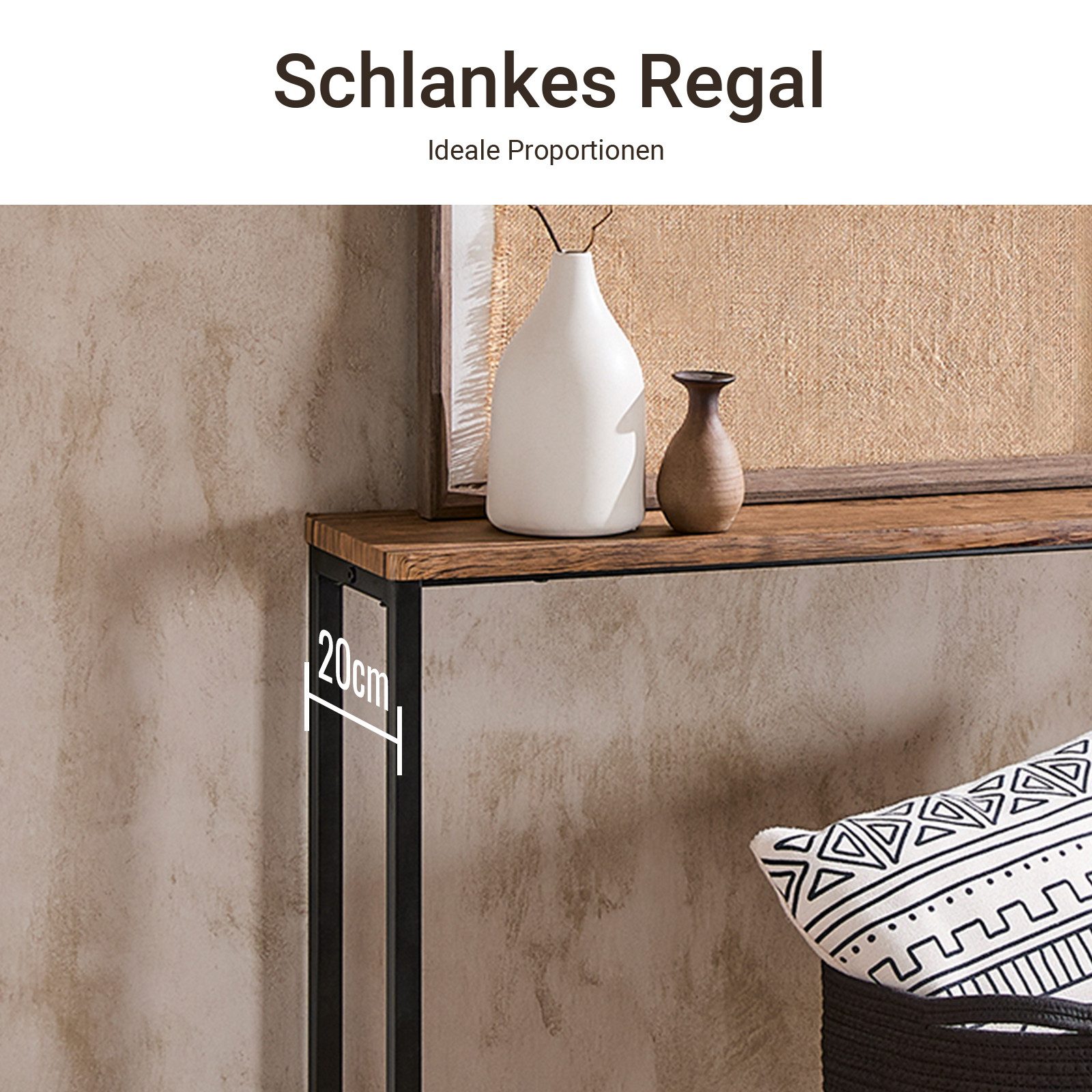 SoBuy Konsolentisch FSB19, Sofatisch schmal, Beistelltisch Flurtisch, Breite 120 cm, Dekotisch Sideboard schmal, Wohnzimmer Flur, vintage