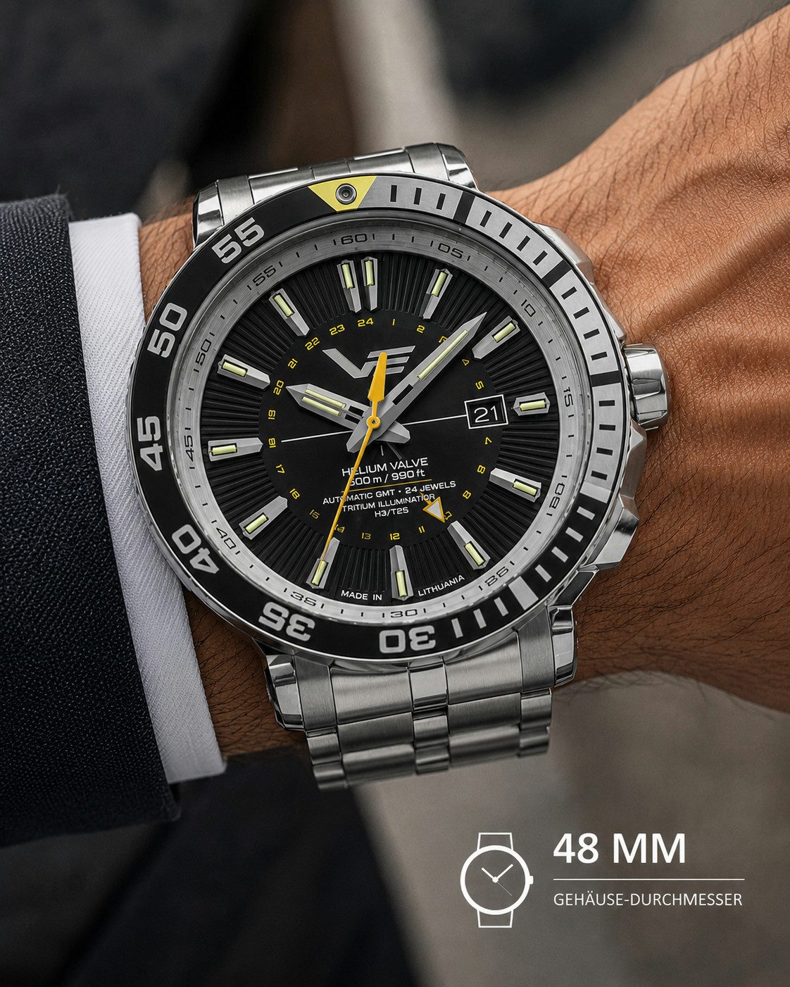 Vostok Europe Automatikuhr Energia Rocket 575A718-B GMT 48 mm Edelstahl 30 ATM Taucheruhr