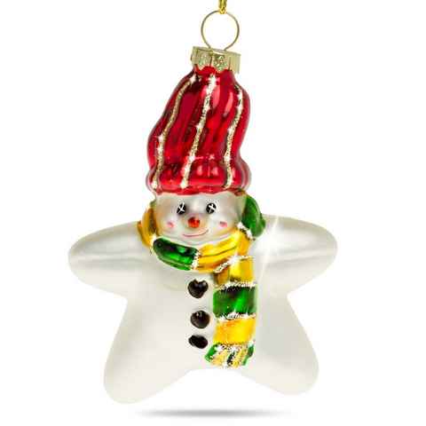 SIKORA Christbaumschmuck BS386 Stern Schneemann Glas Figur Weihnachtsbaum Anhänger