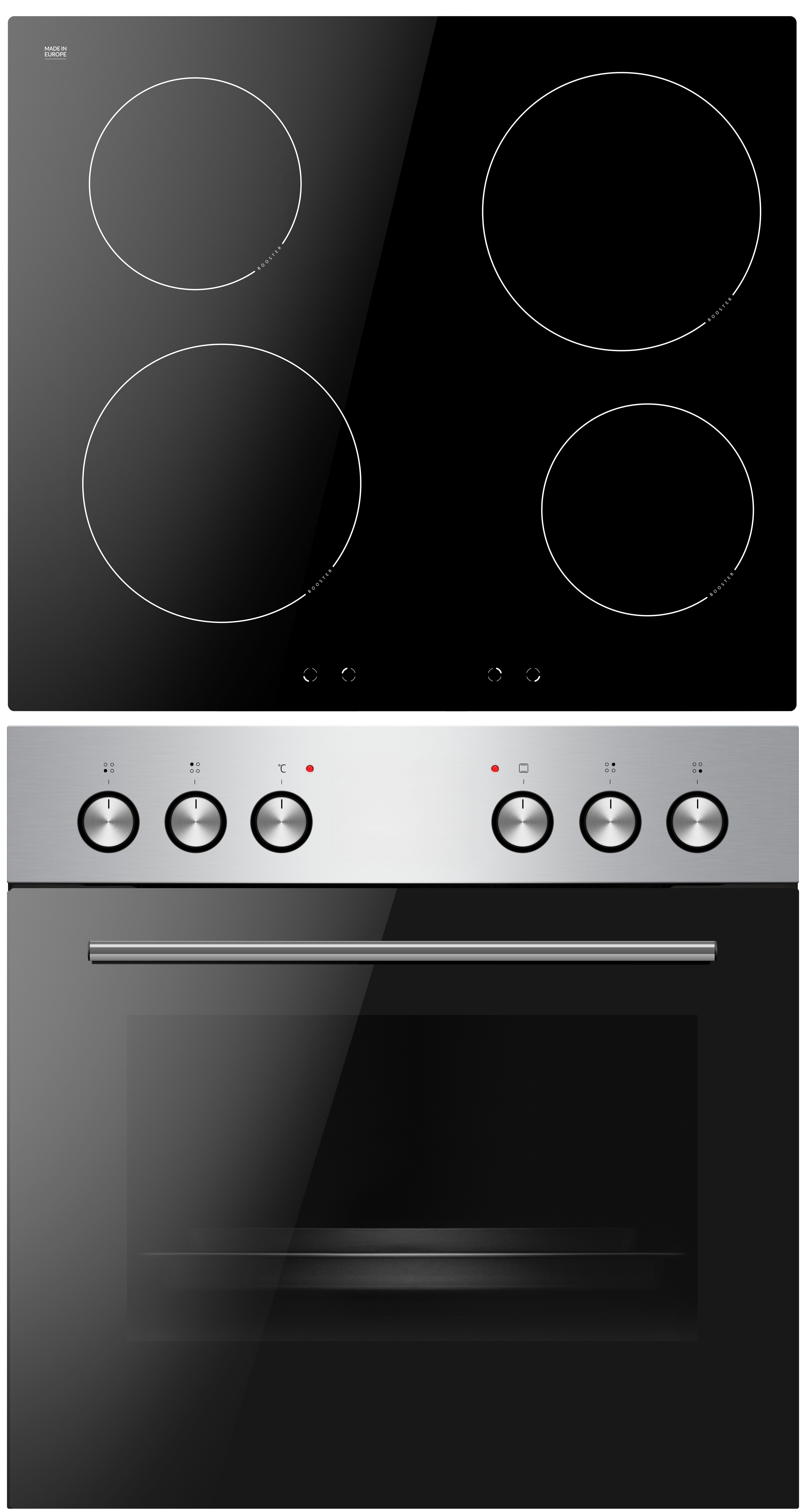 Amica Induktions Herd-Set EHI 935 331 E, Steam Clean, Komfort pur: beste Sicht, leicht reinigen, sicher kochen
