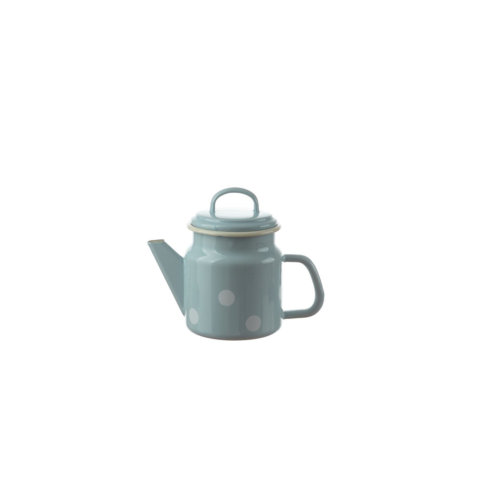 Neuetischkultur Teekanne Teekanne mit Deckel 1 Liter Retro für 4 Tassen, 1 l, (Stück, Stück), Kaffeekanne Emaillekanne Hellblau, Weiß