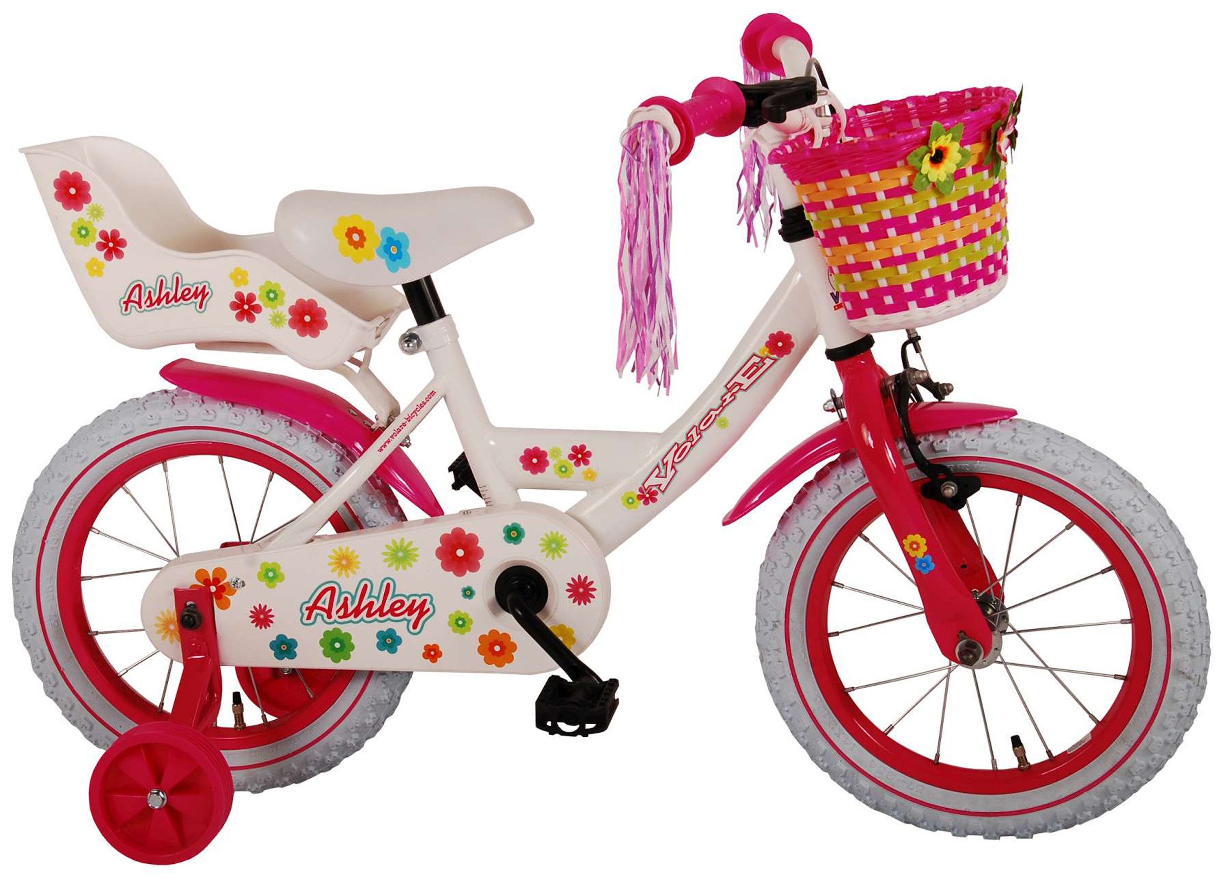 TPFSports Kinderfahrrad Volare Ashley 14 Zoll mit Rücktritt + Handbremse, 1 Gang, (Mädchen Fahrrad - Rutschfeste Sicherheitsgriffe), Kinder Fahrrad 14 Zoll mit Stützräder Laufrad Mädchen Kinderrad