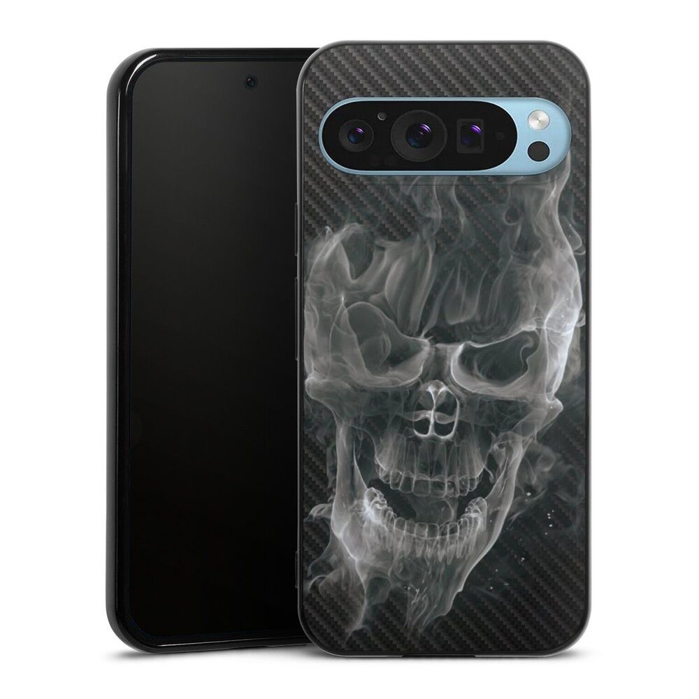 DeinDesign Handyhülle Totenkopf Schädel Carbon Smoke Skull Carbon, Google Pixel 9 Pro Silikon Hülle Bumper Case Handy Schutzhülle