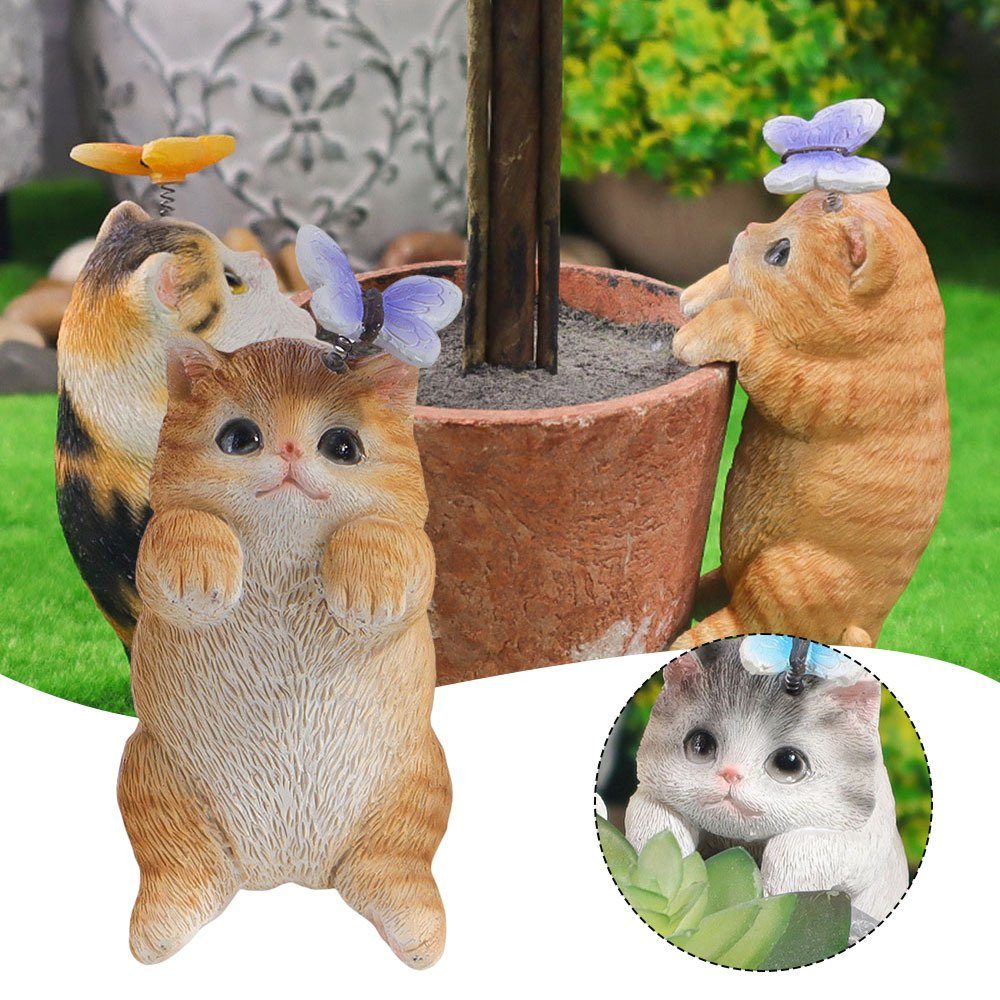 Blusmart Tierfigur Niedliche Katzen-Miniatur-Ornamente, Feengarten-Zubehör Für bs38016