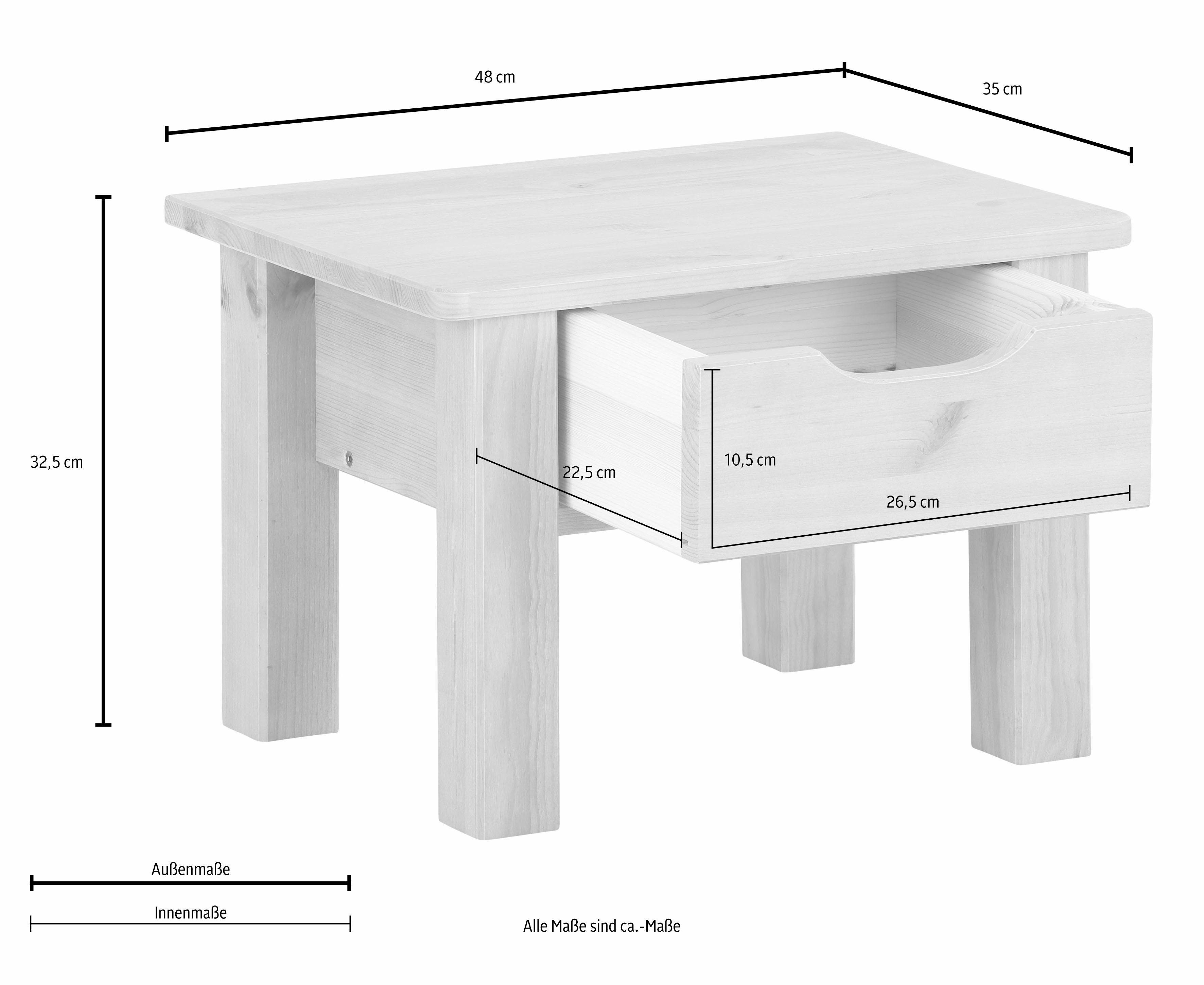 Schubladen, zertifiziertes Nachttisch Massivholz, ohne "KERO", 1 Griffe Home affaire