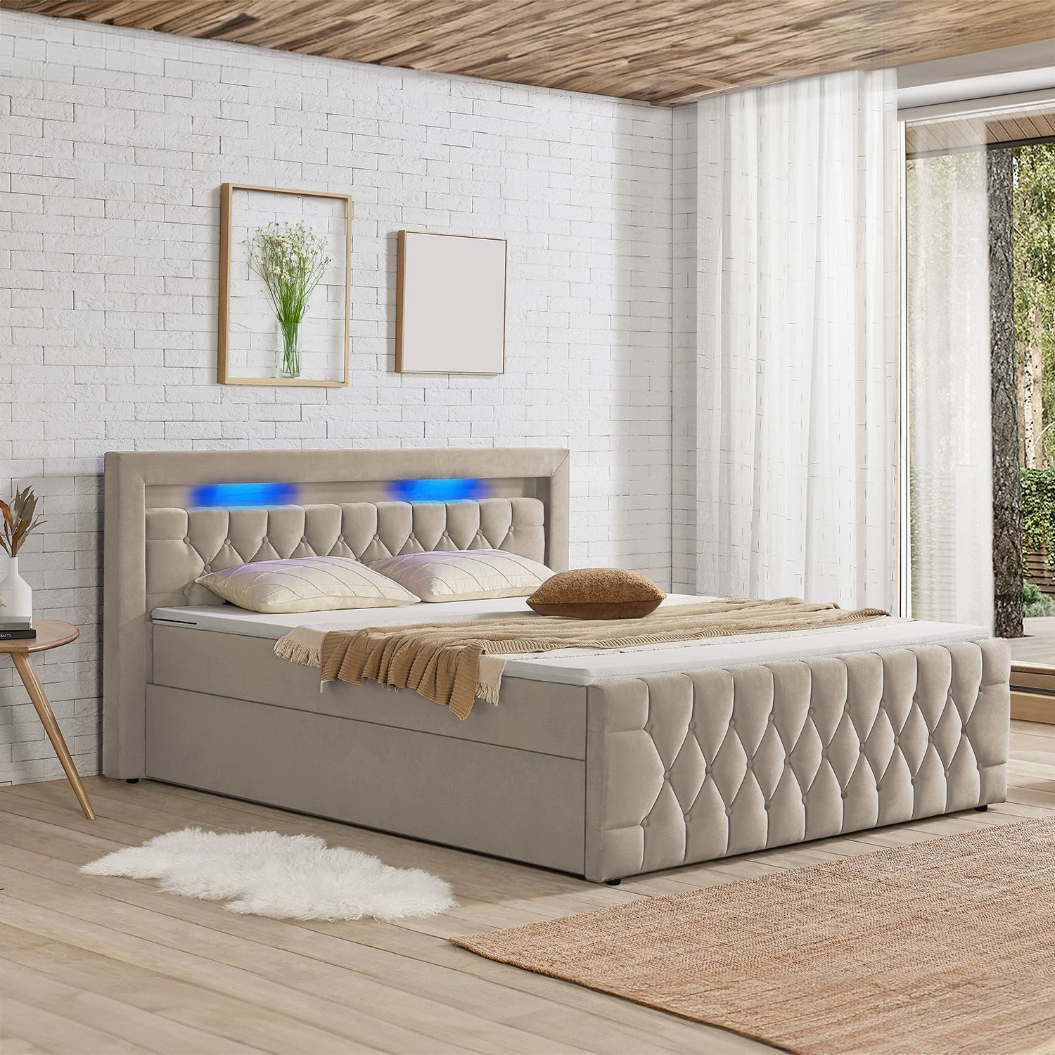 Juskys Polsterbett Leona, 180x200 cm, Boxspringbett-Optik, günstig online kaufen