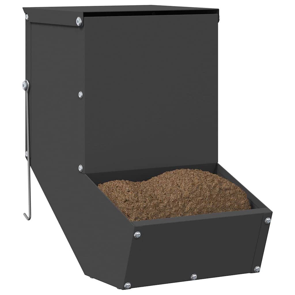 vidaXL Futterspender Kaninchenfütterer Schwarz 17,5 x 26 x 28,5 cm