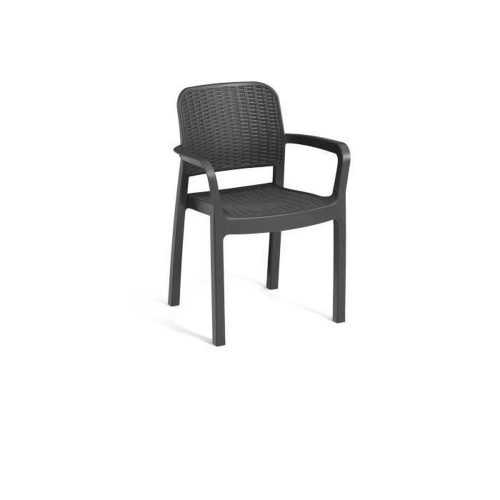 Allibert Gartenstuhl Konvolut von 6 Graphit-Monobloc-Sesseln – stapelbar in Kunstharz