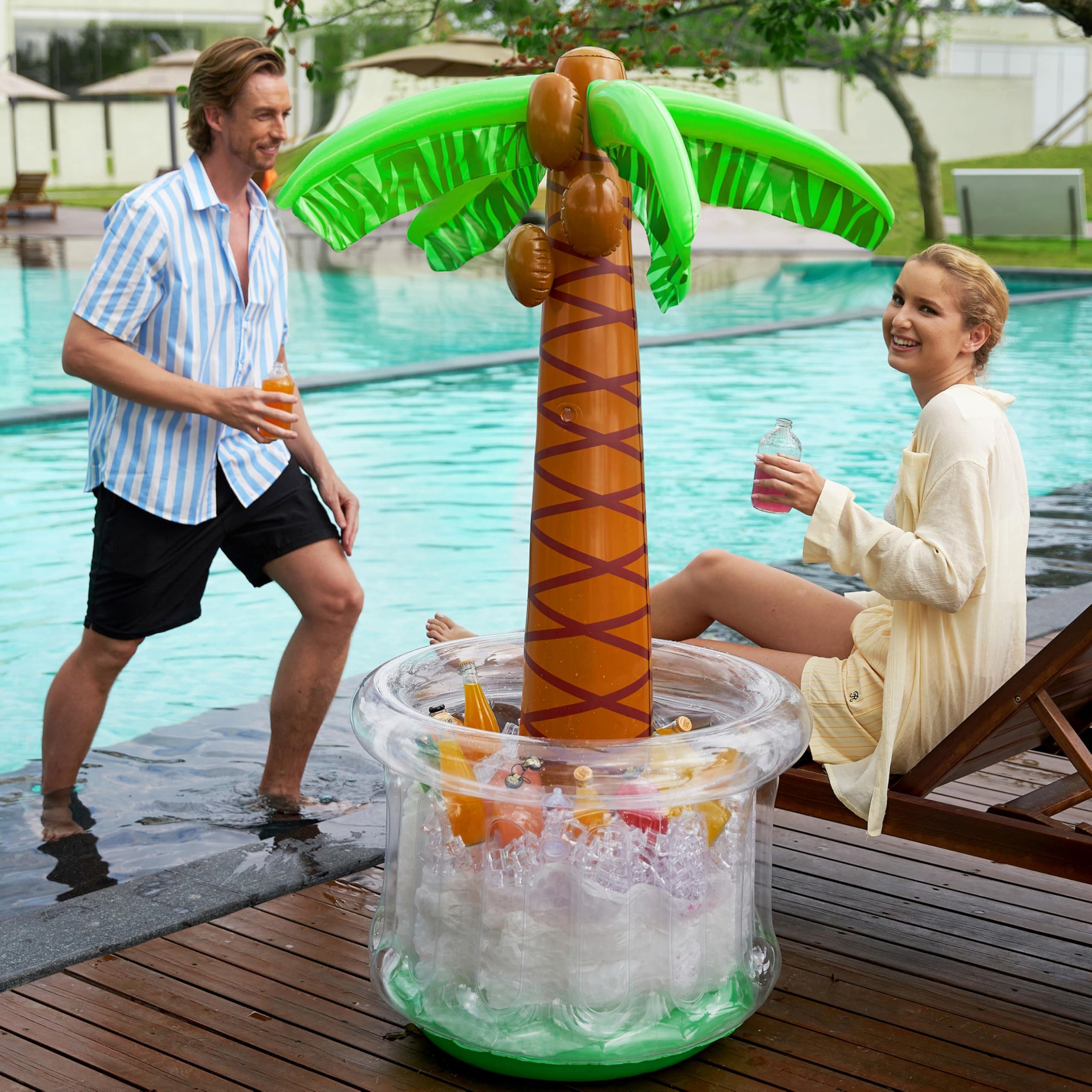 sloosh Planschbecken SLOOSH 152cm aufblasbarer Palme Getränkekühler, Strand Themeparty Deko