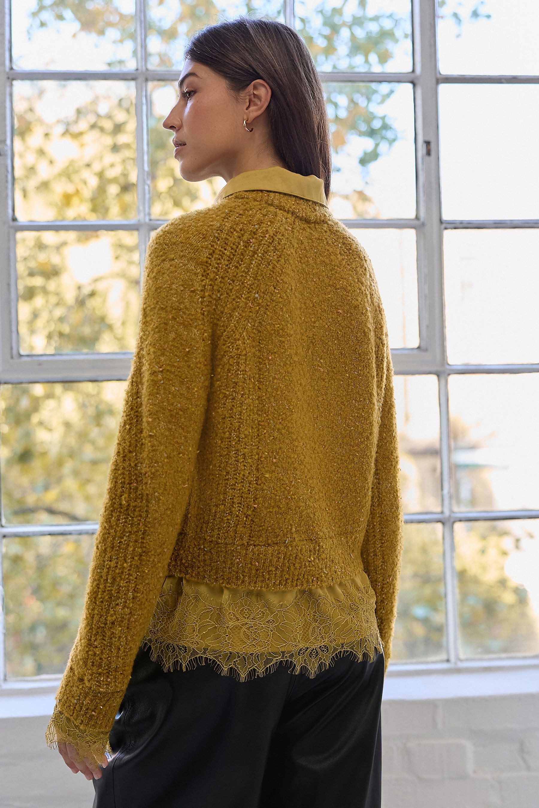 Next Strickpullover Strickpullover mit Kragen mit Spitzenlage (1-tlg) günstig online kaufen