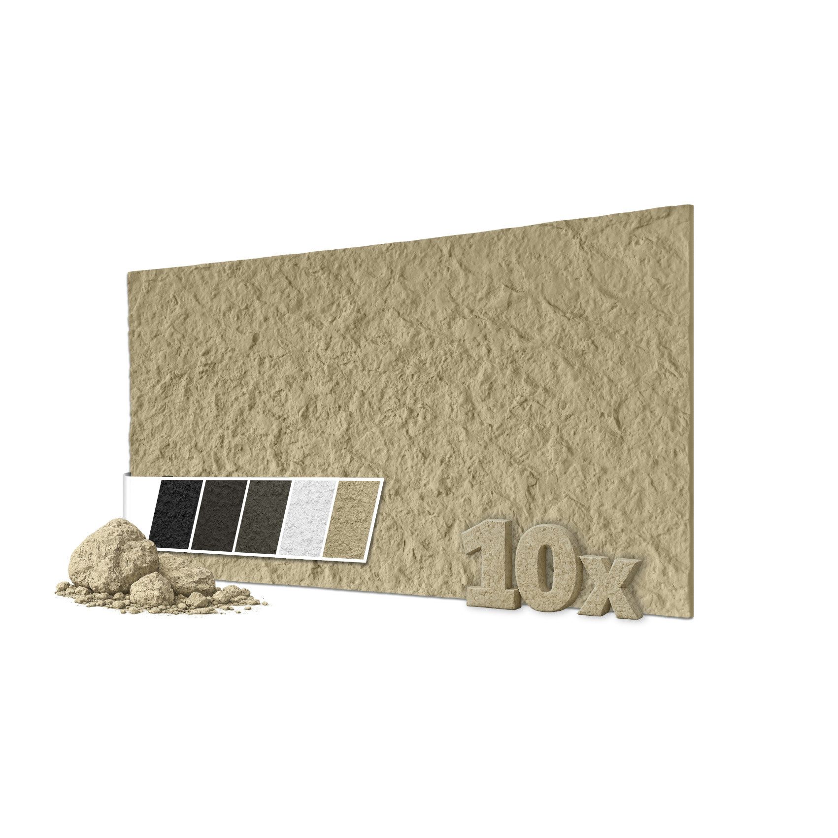 Hexim 3D Wandpaneel, BxL: 6x12 cm, (Steinoptik 10 Stück 120x60cm – Felswand PU Wandverkleidung, Täuschend echte Bruchstein 3D Paneele für Wohnzimmer – 2cm starke Stone Steinplatte (7,2m² Beige)