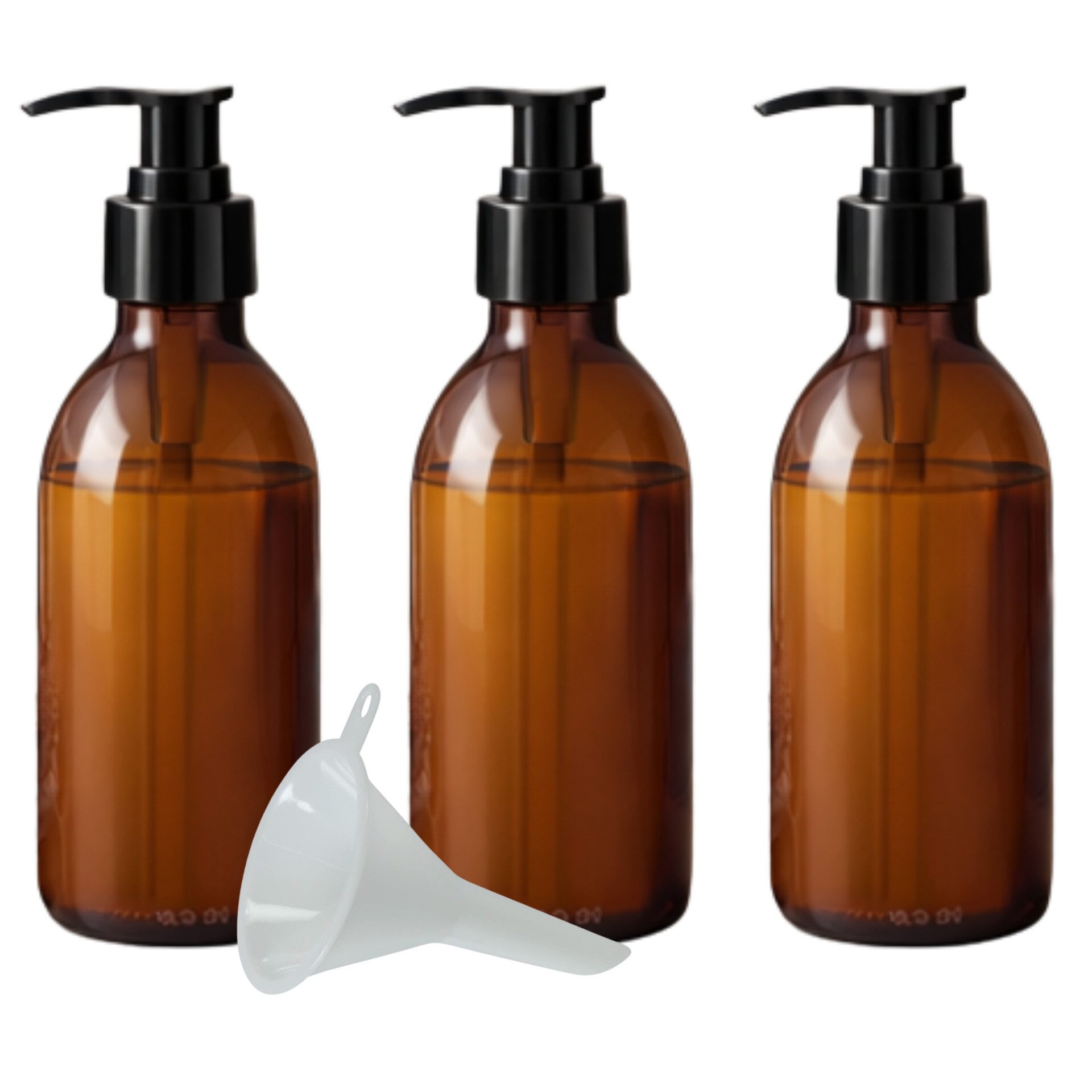 mikken Seifenspender 3x Lotionspender 200ml aus Braunglas Pumpspender, (3er Set), wiederverwendbar, UV-Schutz, für Lösungen, Öle und Lotionen