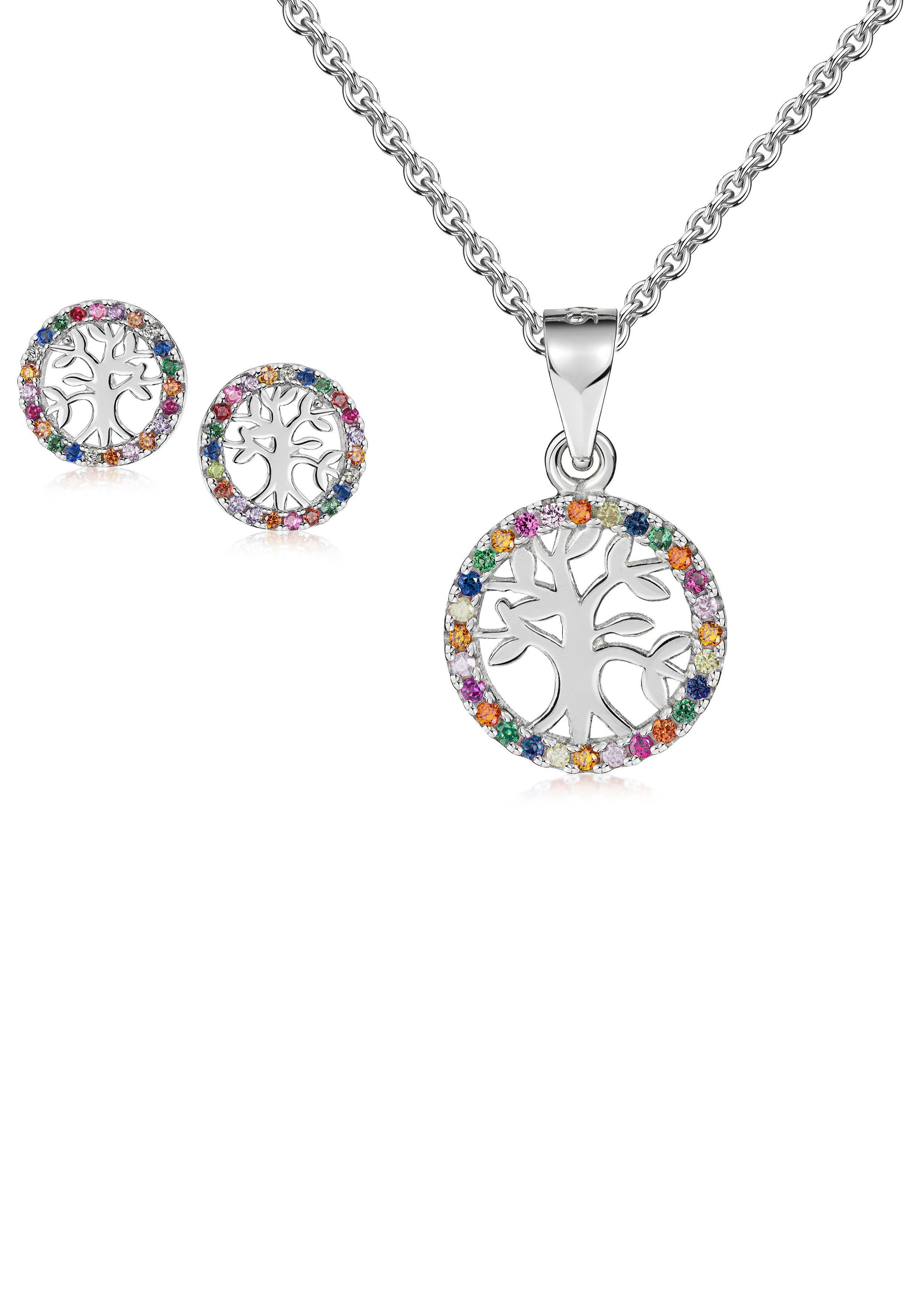 Firetti Schmuckset Multipack Schmuck Geschenk Silber 925 Halskette Ohrstecker (Set, 4-tlg), mit Zirkonia (synth)