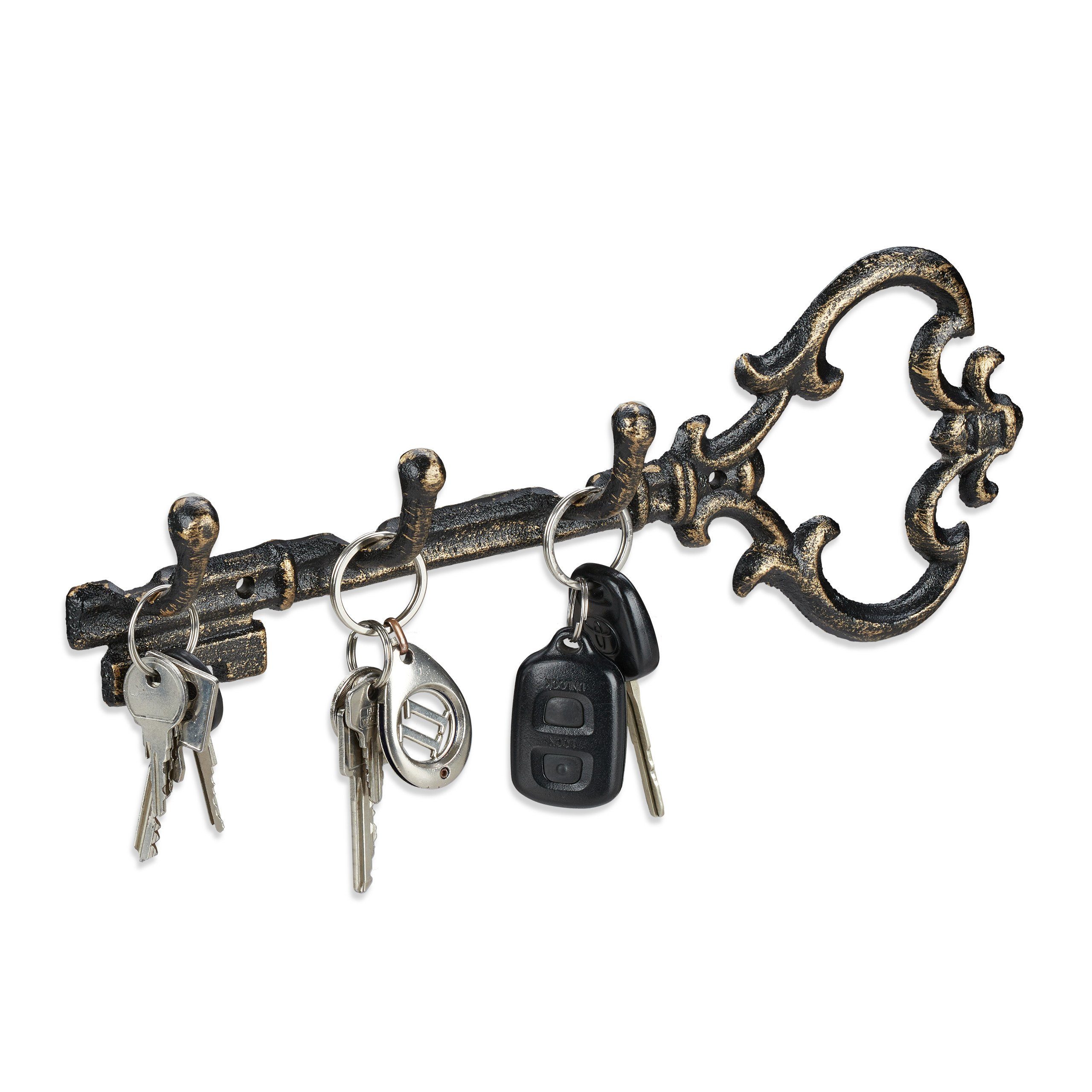 relaxdays Schlüsselbrett Vintage, Bronze günstig online kaufen
