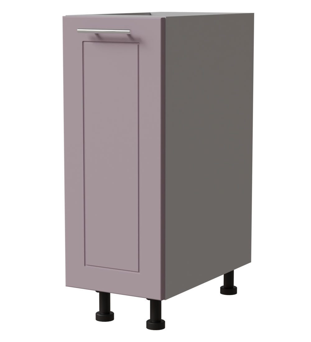 Feldmann-Wohnen Unterschrank Bari (D1D/30/kargo, 1 Türfront, innen 1 Korbauszug mit 2 Ablagen, 1-St., moderne Kassettenoptik, lackierte Fronten, 30x50x82cm) grau / RAL 4009 pastellviolett matt