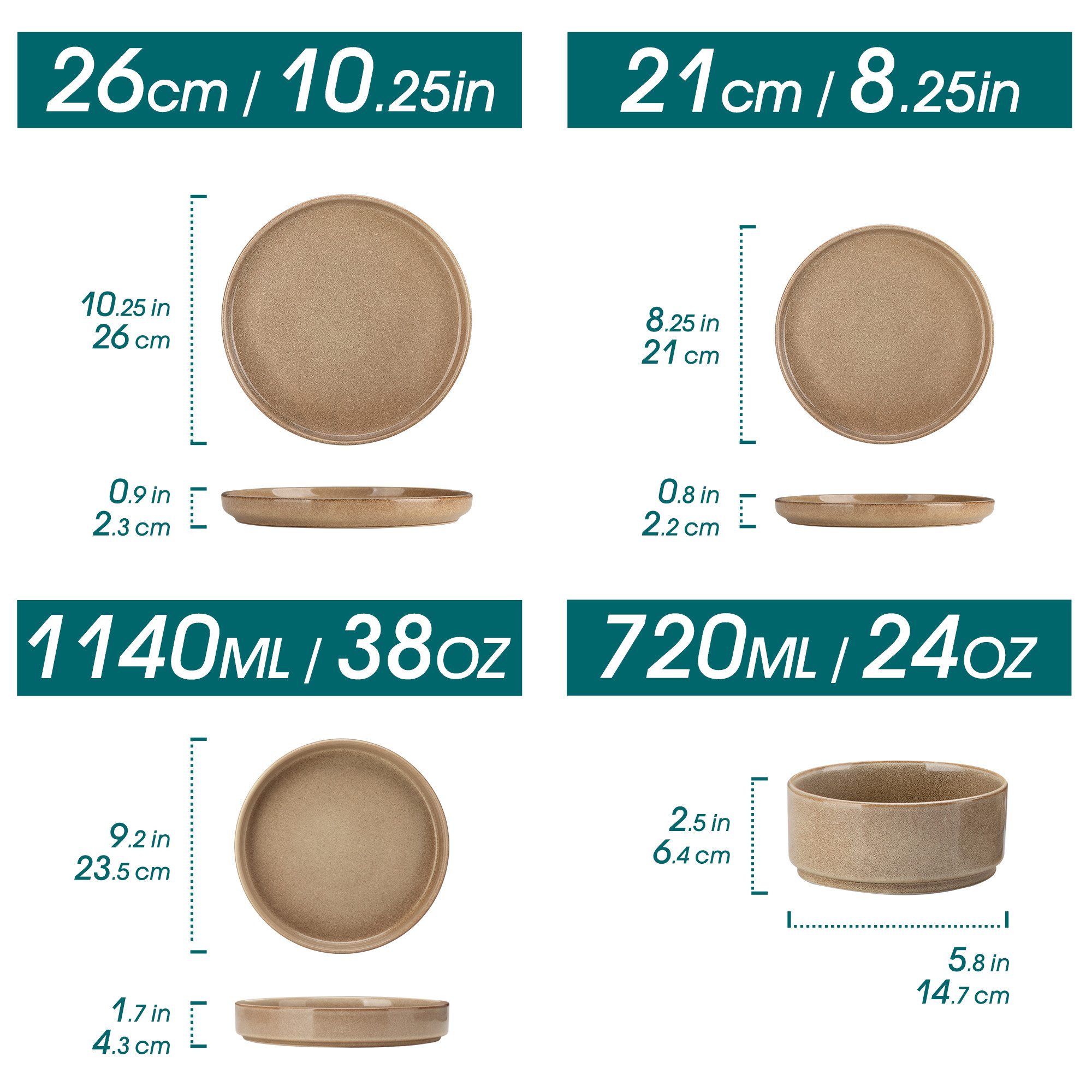 vancasso Geschirr-Set Tafelservice für 4, Steingut Geschirrset, Reaktivglasur (16-tlg), 4 Personen, Steingut – Bild 2 von 5