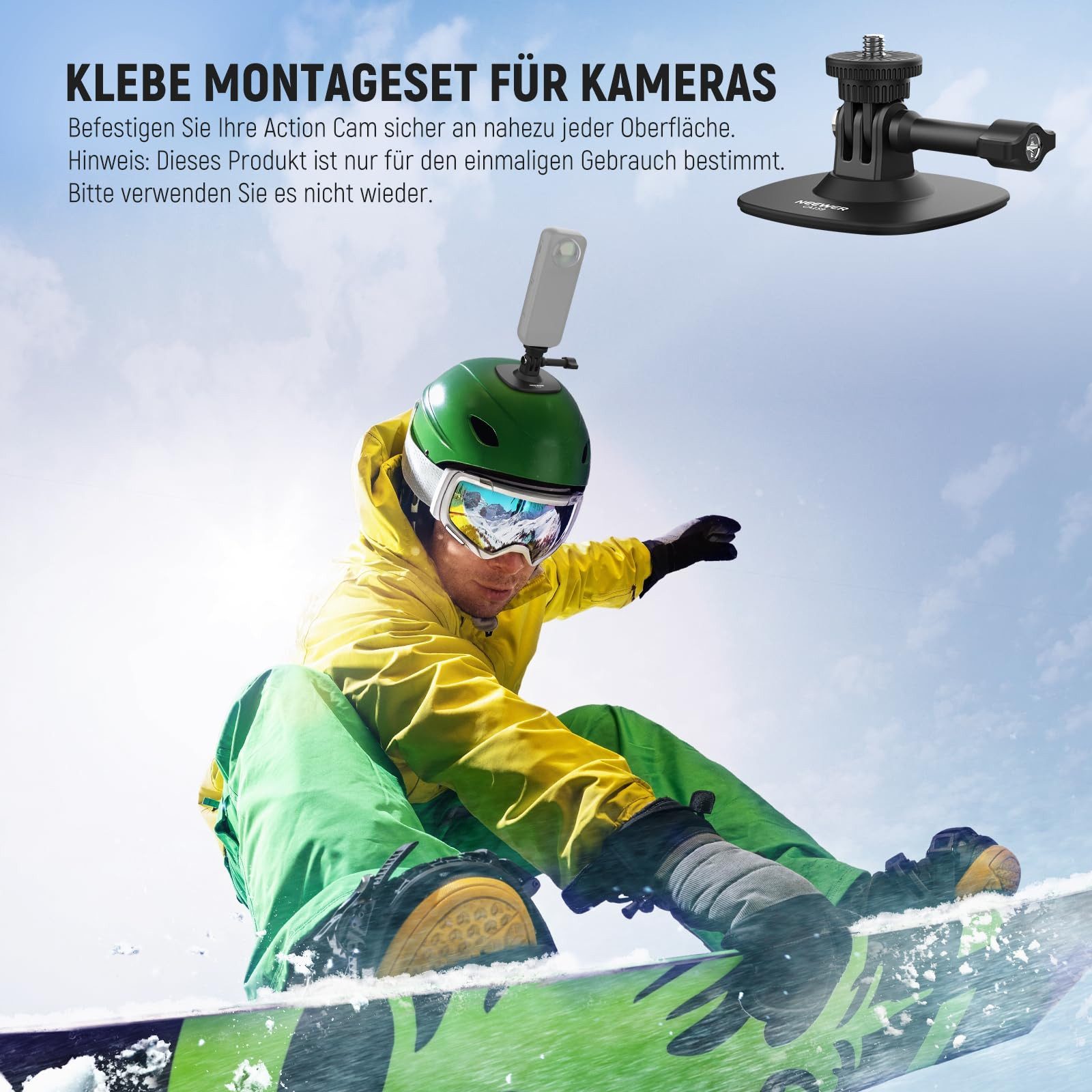 Neewer Action Cam-Halterung CA159 Klebehalterung kompatibel mit Insta 360 GoPro DJI Action Cam, (Packung, 1-tlg., 180° neigbarer Auto Helmhalter Mount Basisadap – Bild 2 von 5