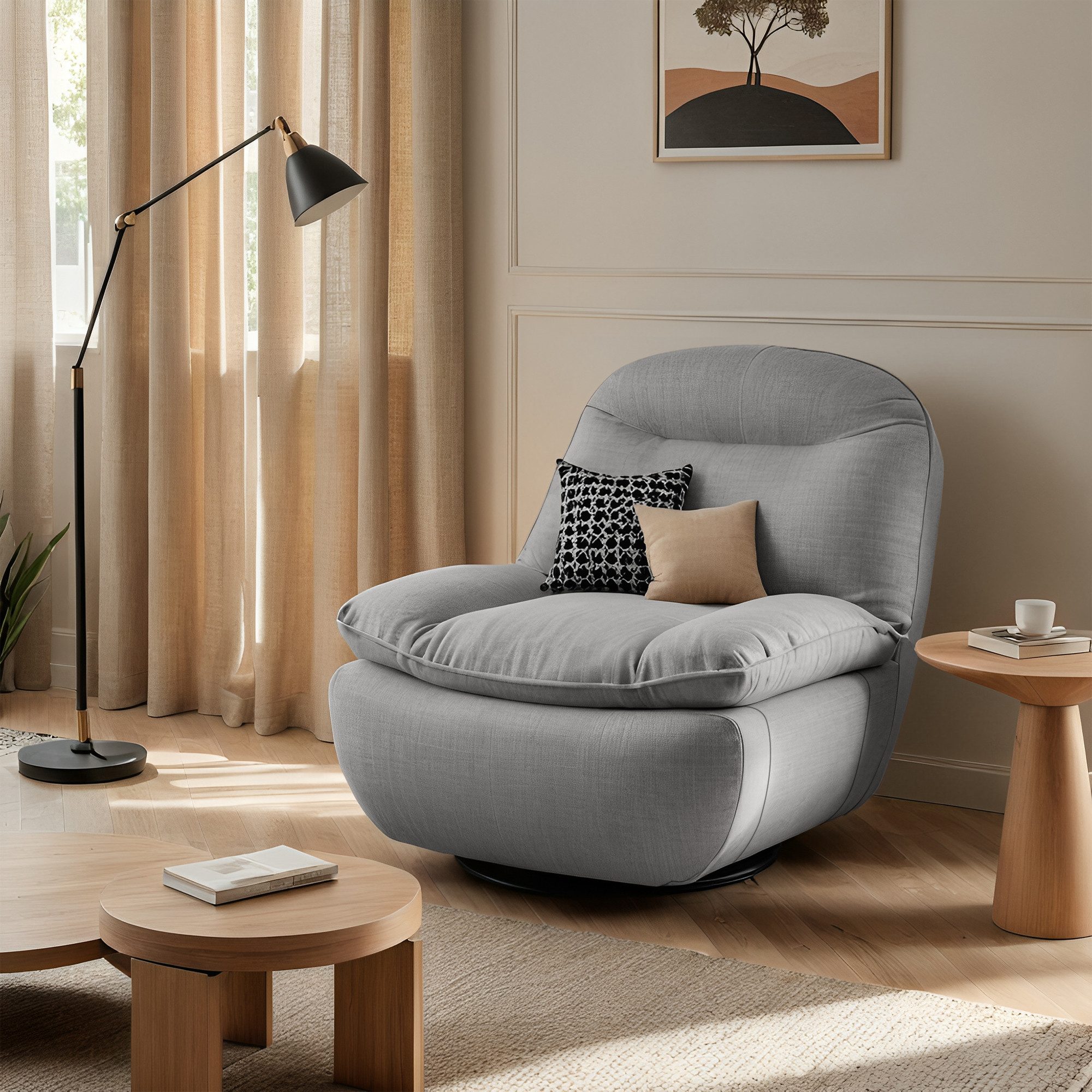 FLEXISPOT Sessel gemütlicher TV-Sessel, Relaxsessel (Schlafsessel mit USB, Drehsessel mit Rocking, Ruhesessel für Senioren & Stillenden), Versteckter Stauraum, 105° - 145° verstellbar, 159 KG belastbar
