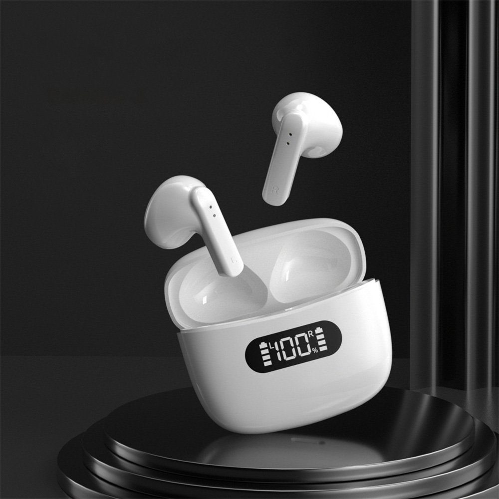 ELEKIN Bluetooth Kopfhörer Ear Kopfhörer des mit Kabellos Weiß wireless In Akkustands Anzeige
