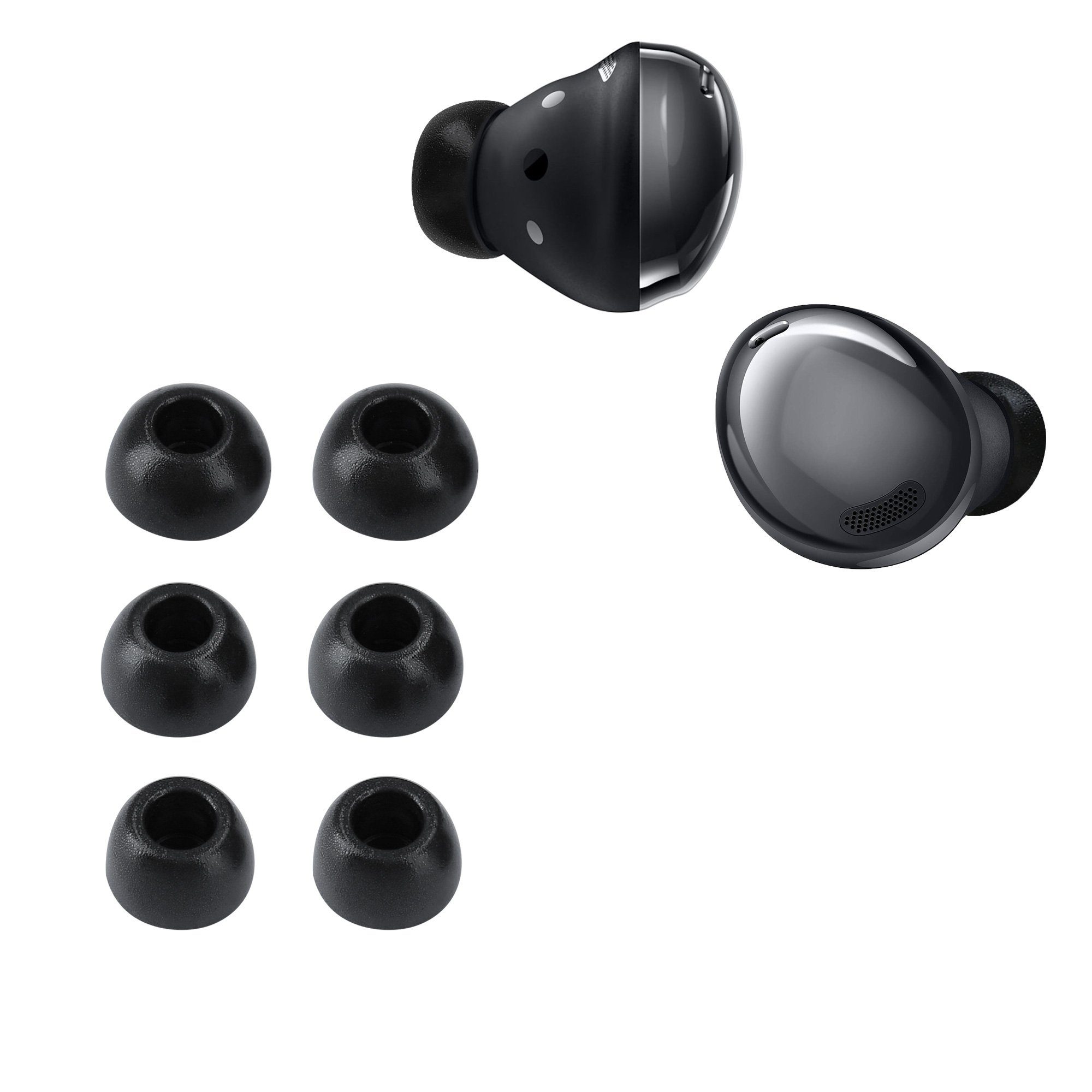 kwmobile 6x Polster für Samsung Galaxy Buds 2 Pro Ohrpolster (3 Größen - Silikon Ohrstöpsel In-Ear Kopfhörer) Schwarz