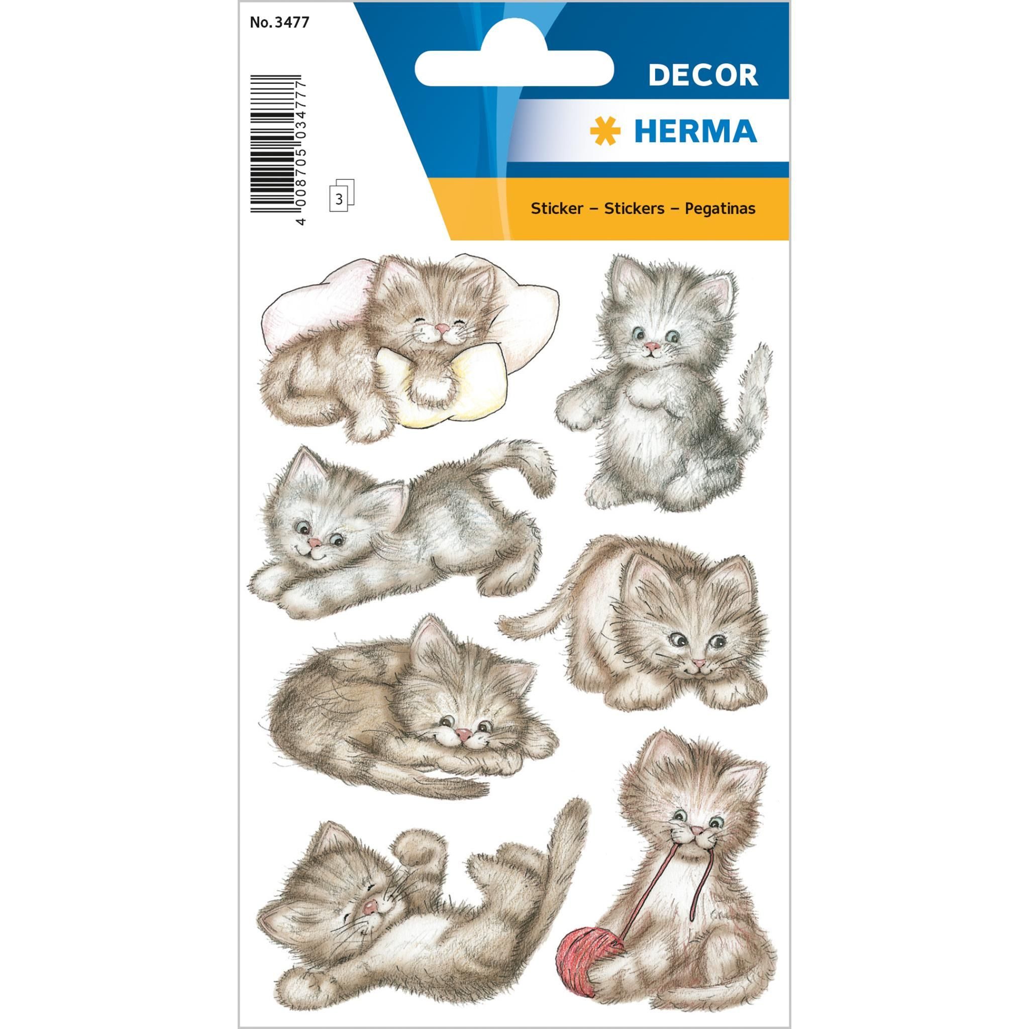 HERMA Sticker Herma Sticker DECOR Tiere Drolliges Kätzchen 3 Bl