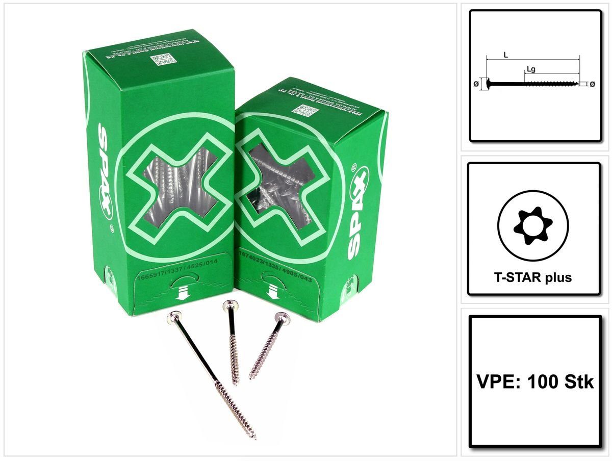 SPAX Schraube HI.FORCE Tellerkopfschraube 6,0 x 100 mm 100 Stk. (0251010601005) T