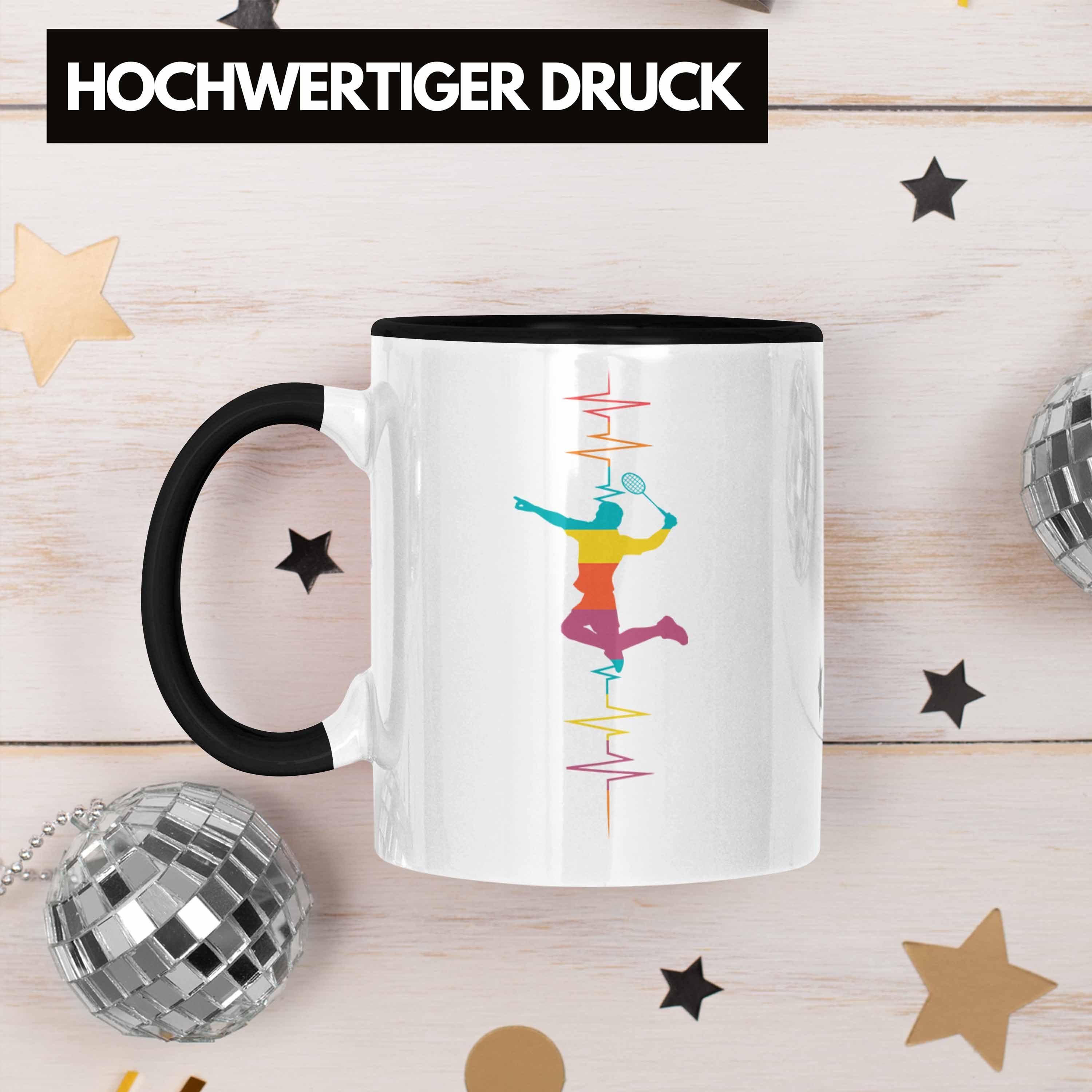 Handball-Tasse für Tasse Schwarz Herzschlag Trendation Lustige Grafik Handballspieler Geschenk