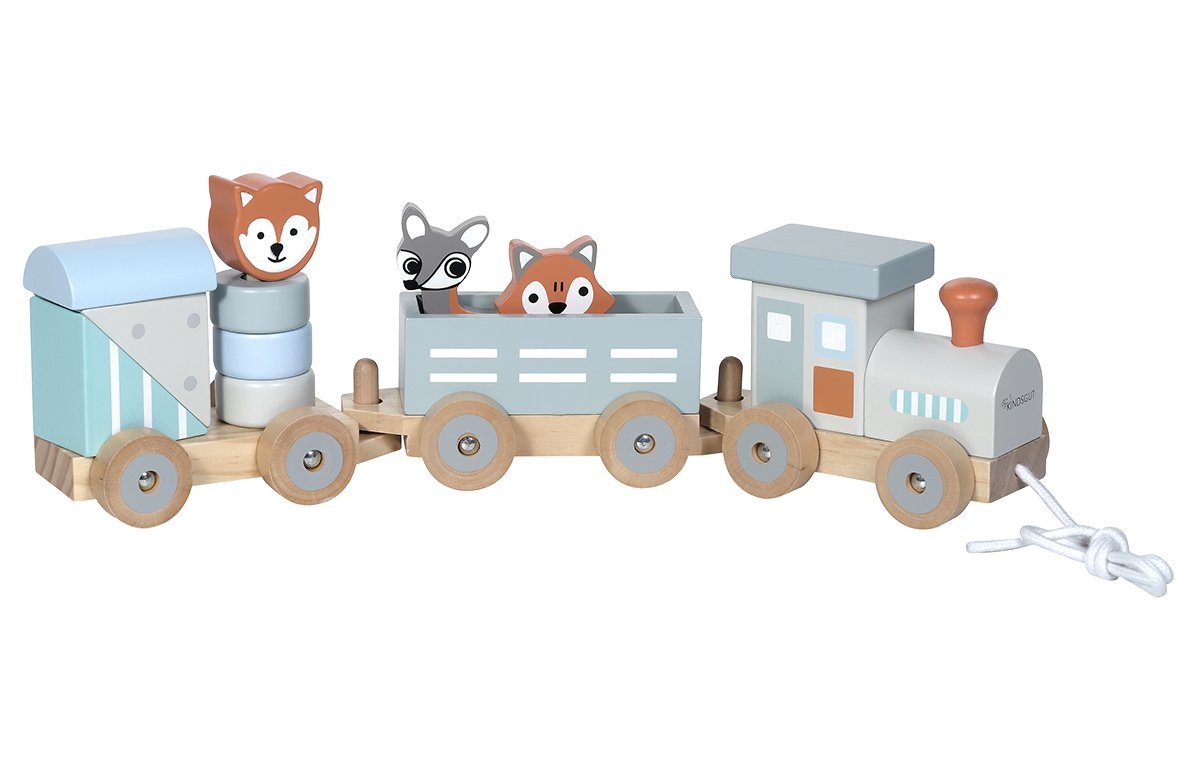 KINDSGUT Spielzeug-Eisenbahn Holzeisenbahn, (12-tlg), Holzspielzeug, ohne Elektronik, motorische Förderung, Dunkelgrau