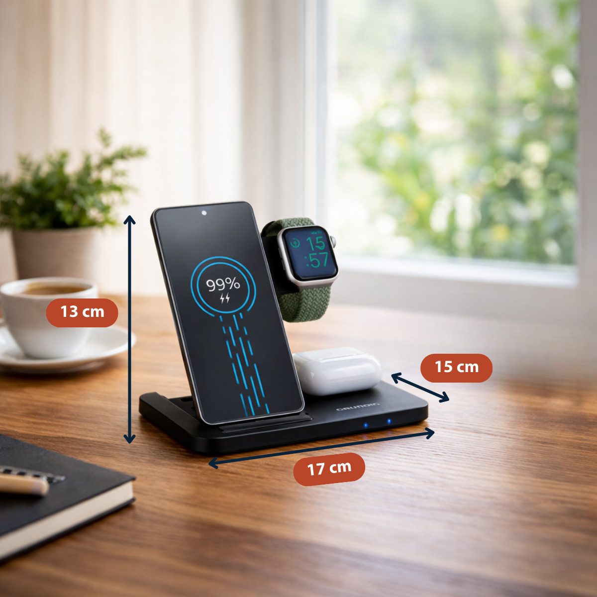 Grundig Grundig 3-in-1 Ladestation Apple Watch und iPhone USB-Ladegerät