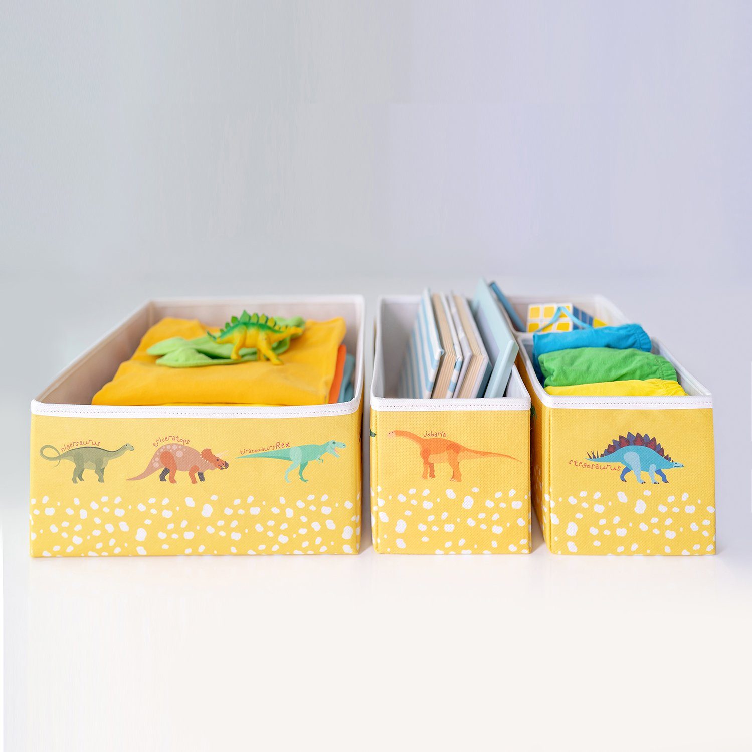 Ocean Home textile Aufbewahrungsbox 4er-Set Körbchen SET Dino Spielzeugkorb  Spielzeugkiste Spielzeugtruhe (4 St)