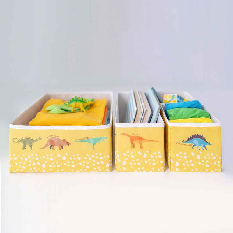 Ocean Home textile Aufbewahrungsbox 4er-Set Körbchen SET Dino Spielzeugkorb Spielzeugkiste Spielzeugtruhe (4 St)