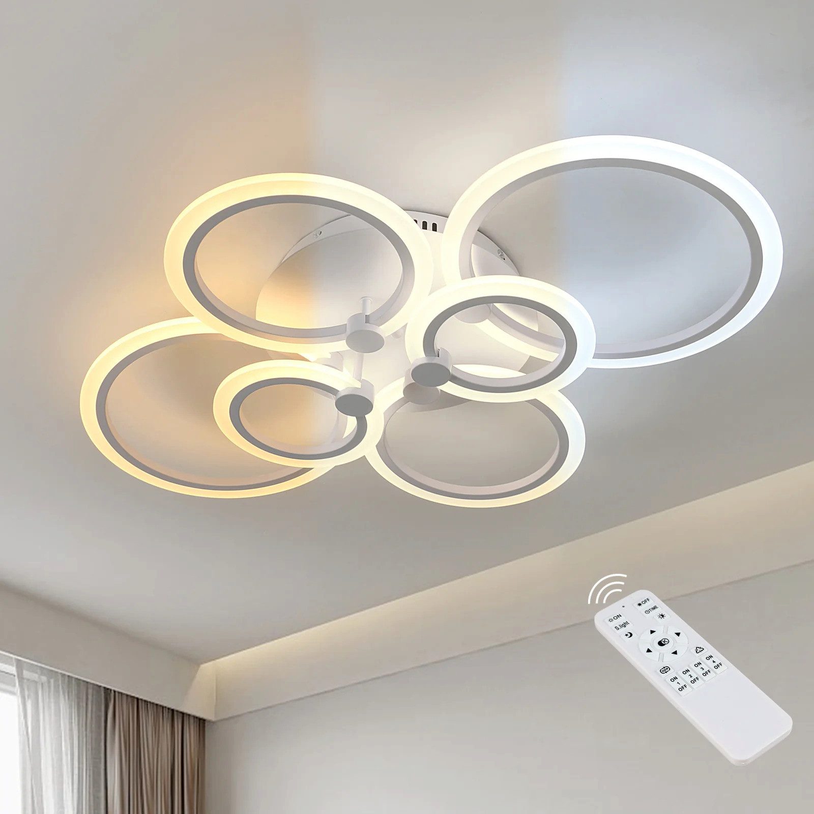 Riserva LED Deckenleuchte LED Deckenleuchte Weiß 76W Stufenlos Dimmbar mit Fernbedienung