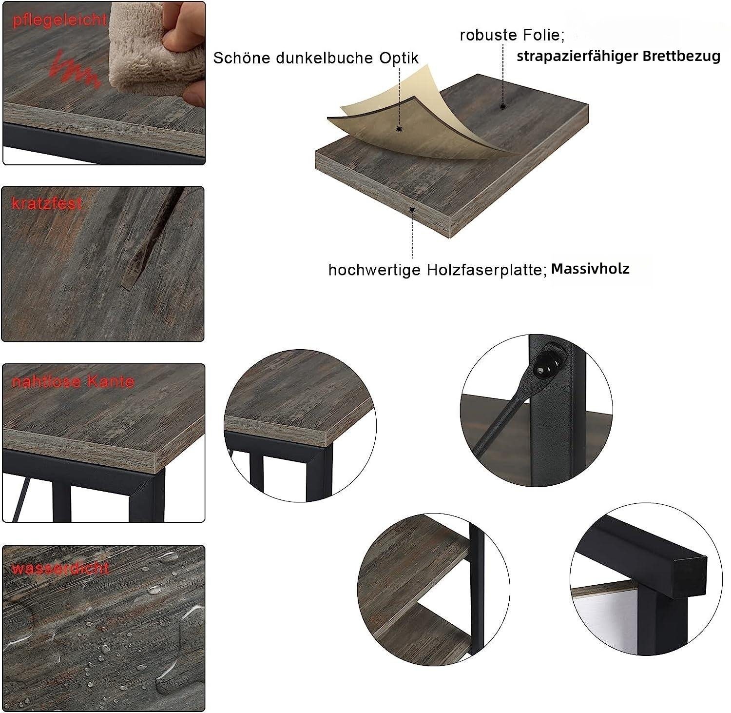1-tlg., 4 Standregal dunkelbuche Holz und Ablagen Woltu Stahl, aus Küchenregal, mit