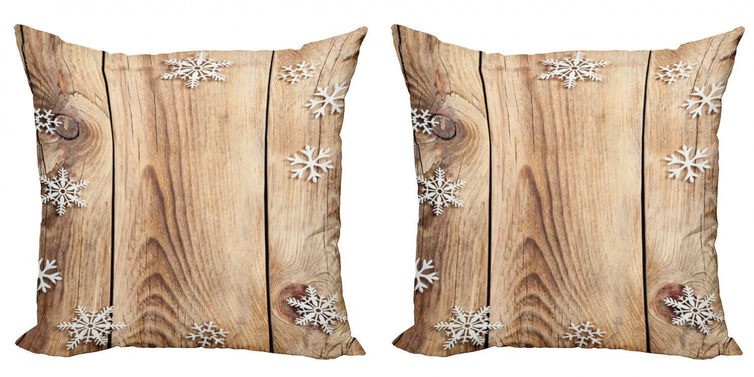 Stück), Doppelseitiger Modern Digitaldruck, Accent Abakuhaus Kissenbezüge Weihnachten Schneeflocken Holz Plank (2