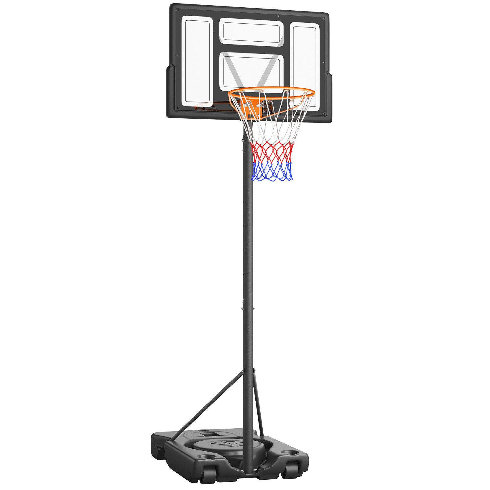 Basketballkorb Basketballständer mit Rollen für Erwachsene Kinder 17 Höhen 130-305cm