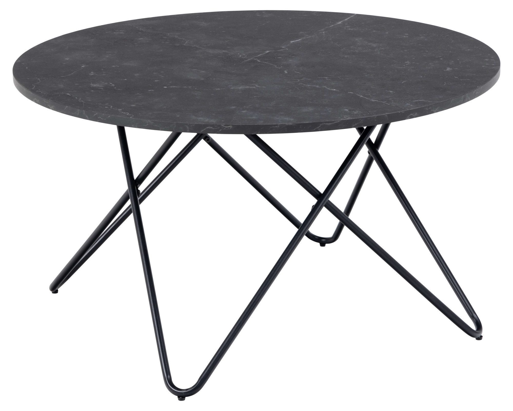 ACTONA GROUP Couchtisch Wyre TOPSELLER! (Wohnzimmertisch, Sofatisch, Kaffeetisch, OTTOs Choice), rund, schwarzer Marmor-Look, schwarzer Stahldrahtfuß, T: 80 cm