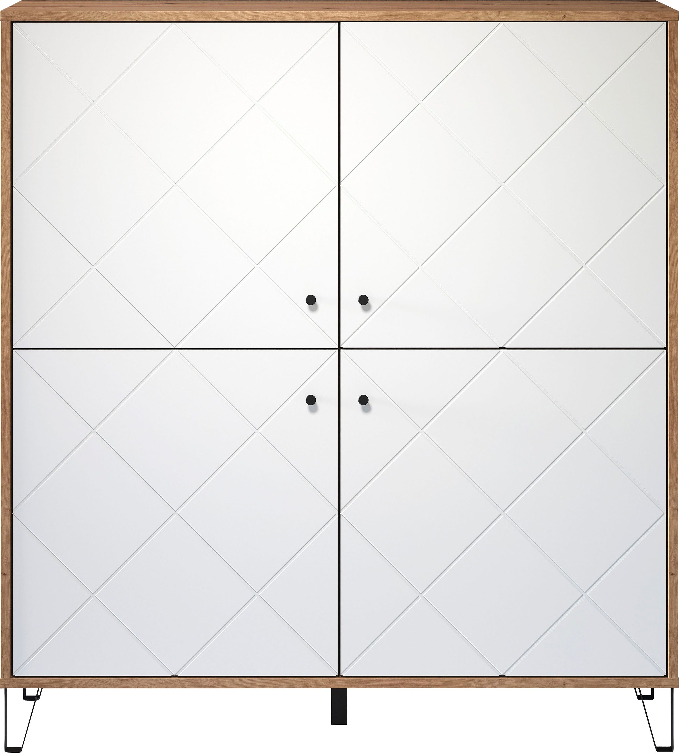 Home affaire Highboard Tarragona, Highboard mit 4 Türen & Soft-Close - (B/T/H) 123/40/136 cm