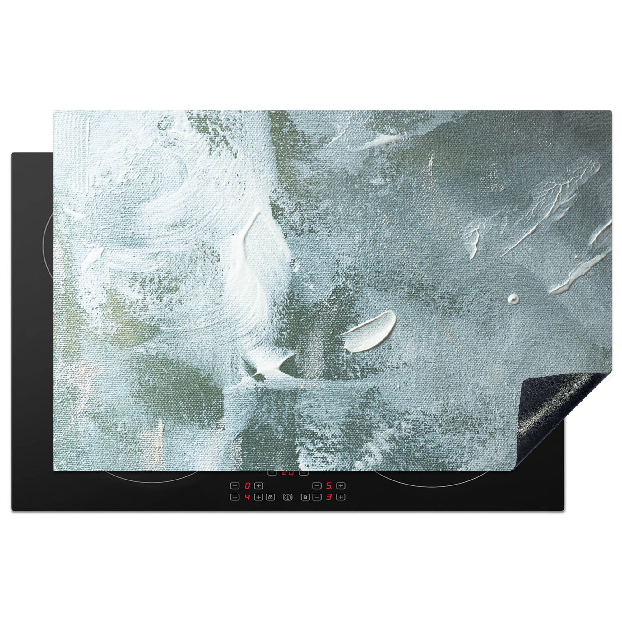 MuchoWow Herdblende-/Abdeckplatte Acrylfarbe - Strukturen - Abstrakt, Vinyl, (1 tlg), 81x52 cm, Induktionskochfeld Schutz für die küche, Ceranfeldabdeckung