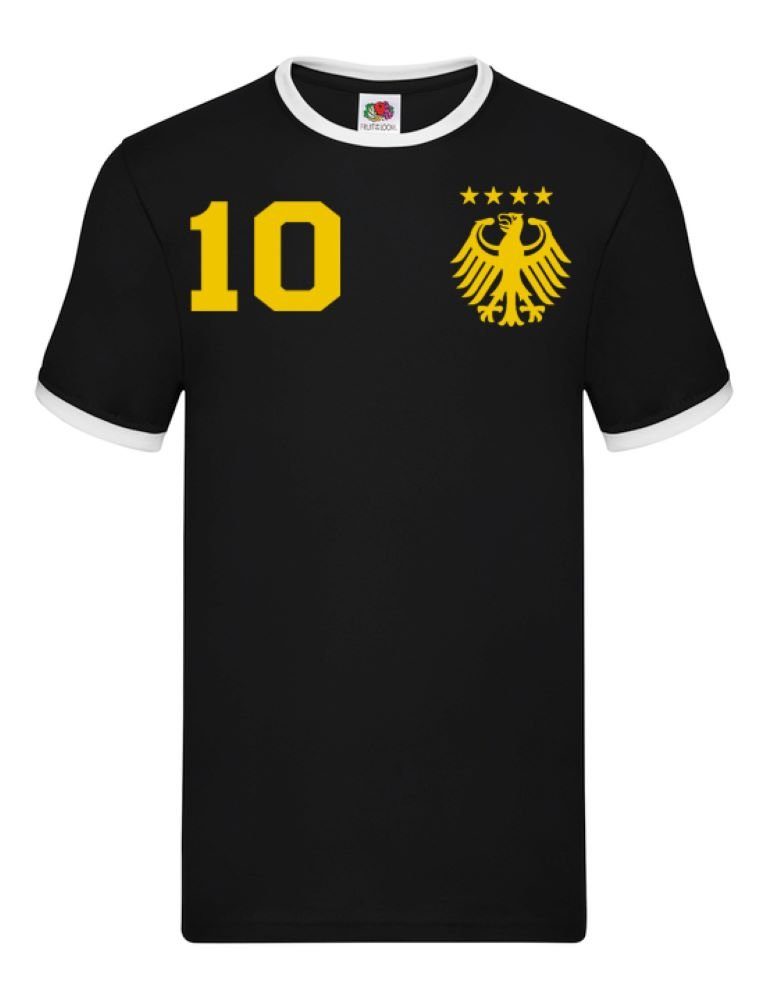 Blondie Europa Herren T-Shirt Gold/Schwarz Meister Brownie Fußball Sport Trikot WM Germany & Deutschland