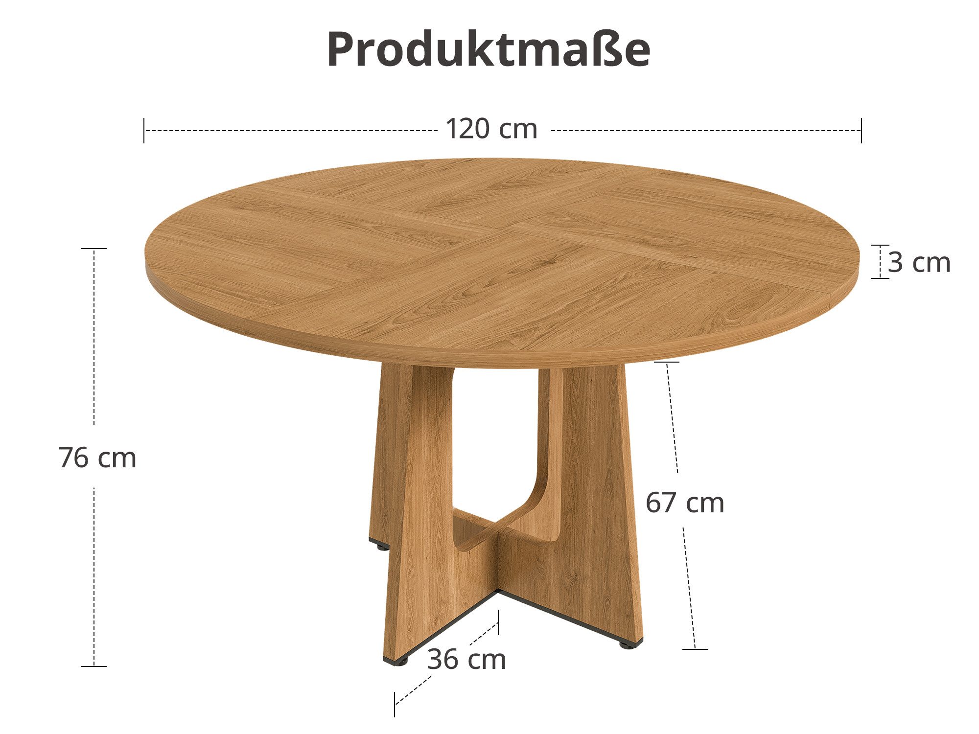 GLP Esstisch Rund 120cm durchmesser (Packung, 1 Esstisch, ohne Stühle), Moderner Küchentisch aus MDF für 4-6 Personen