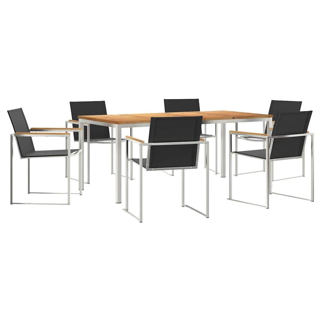 vidaXL Gartenlounge-Set Garten Essgruppe 7 pcs Braun Massivholz, (7-tlg)