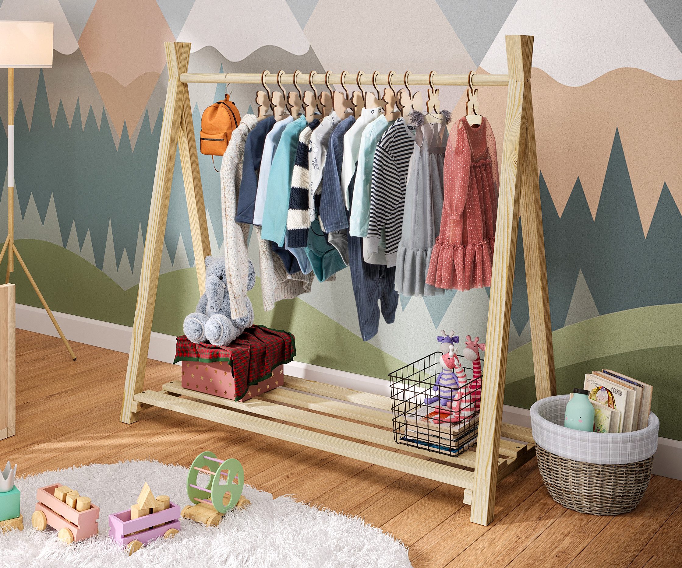 Bellabino Kleiderstange Ryck (Kindergarderobe inkl. Schuhablagefläche), günstig online kaufen