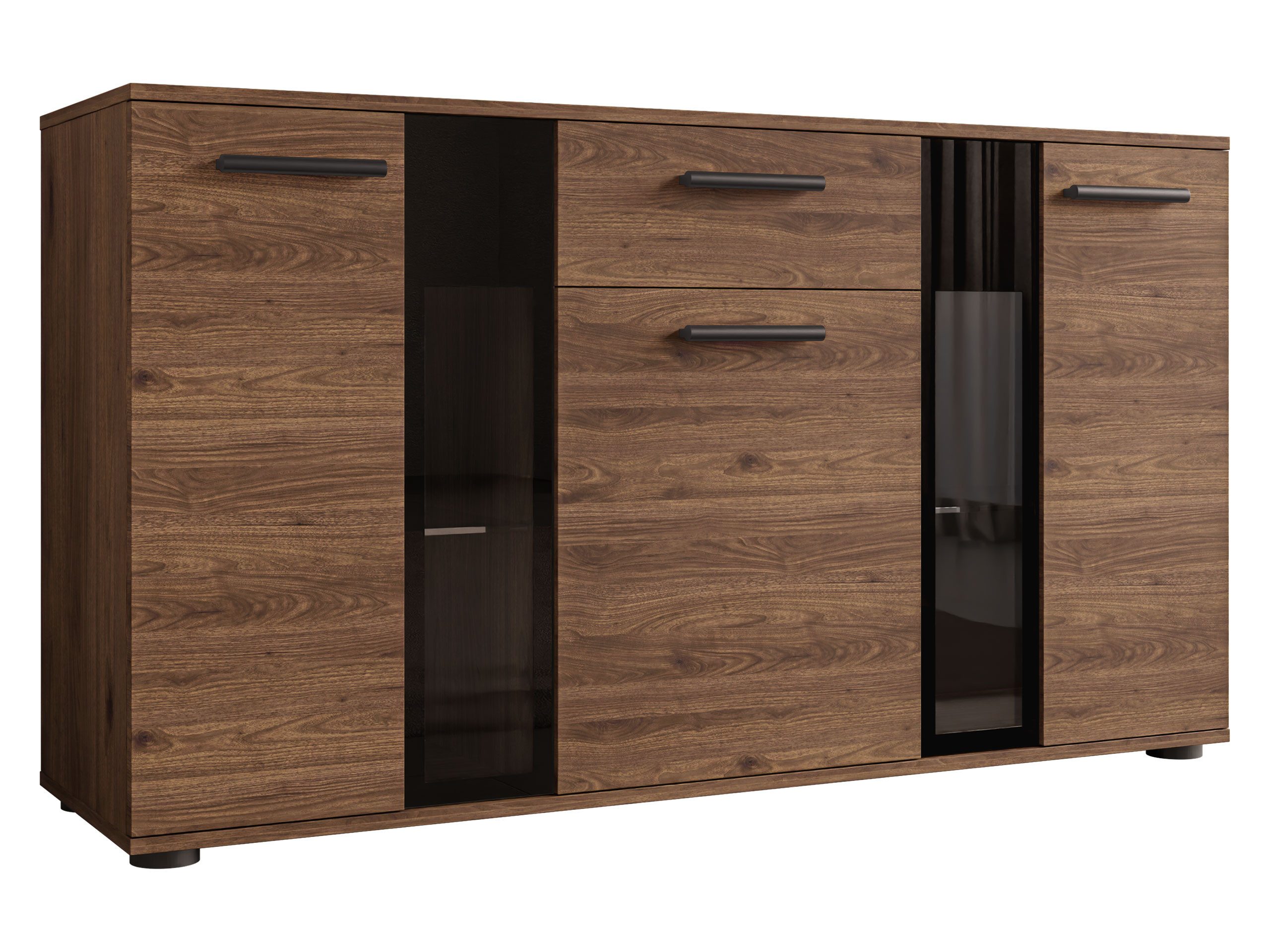 MIRJAN24 Kommode Salsa (mit 3 Türen und Schublade), mit Glasregale, LED-Beleuchtung als Option